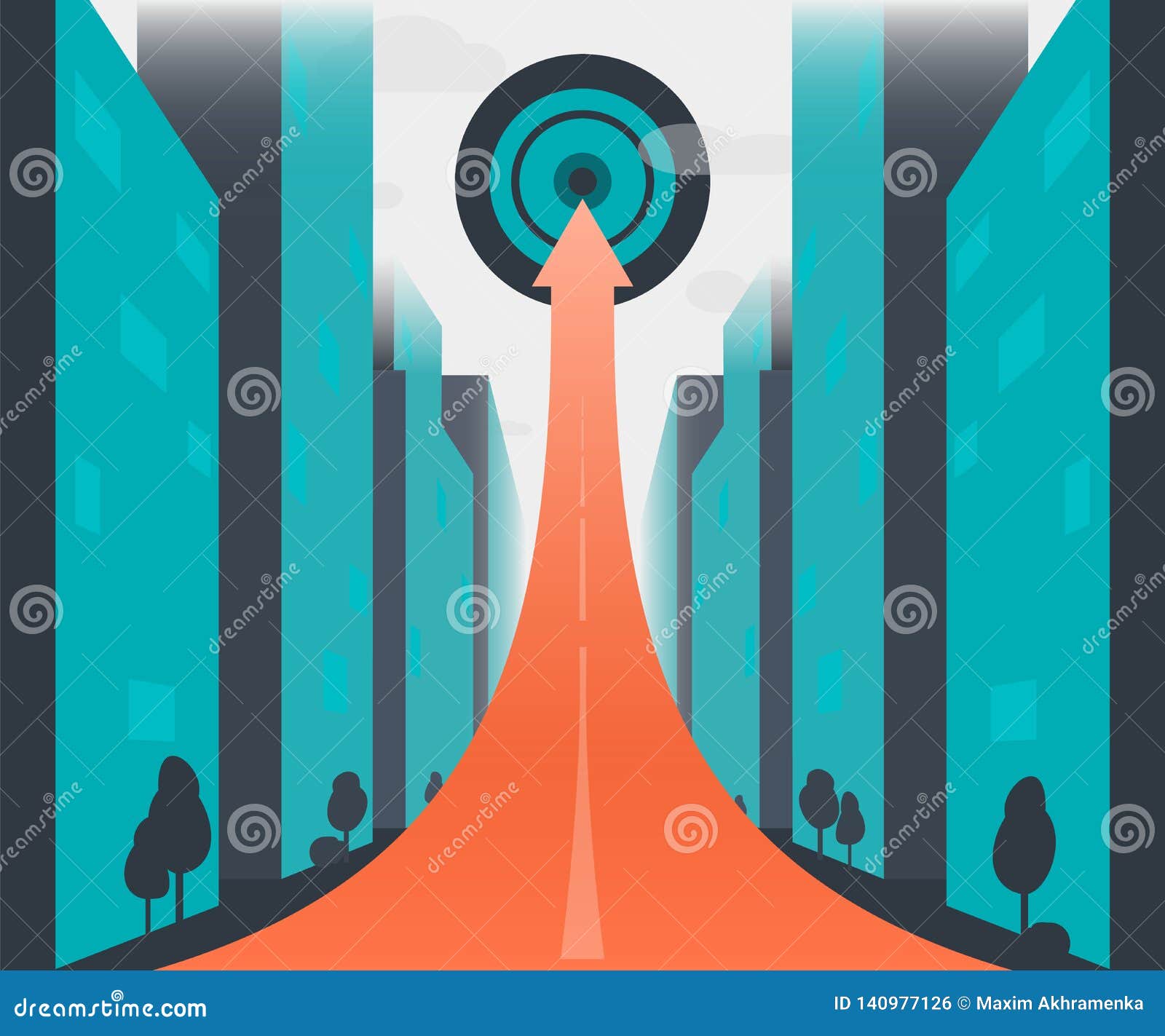 The Path To Achieving The Goal In The City Among The Skyscrapers Stock Illustration Illustration Of Goals Flat The Path To Achieving The Goal In The City Among The Skyscrapers Stock Illustration Illustration Of Goals Flat