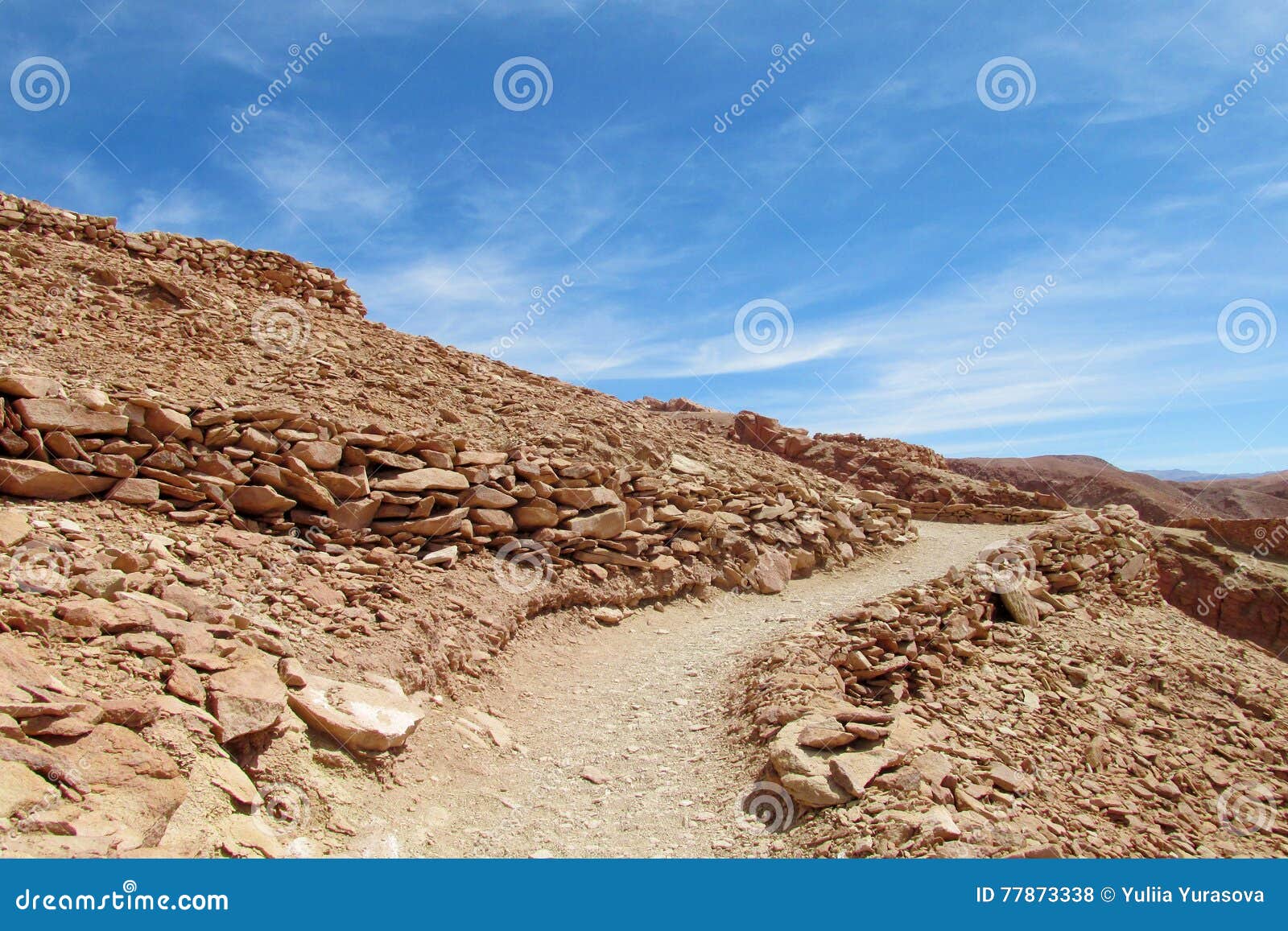the path to the pukara de quitor ruins in chile