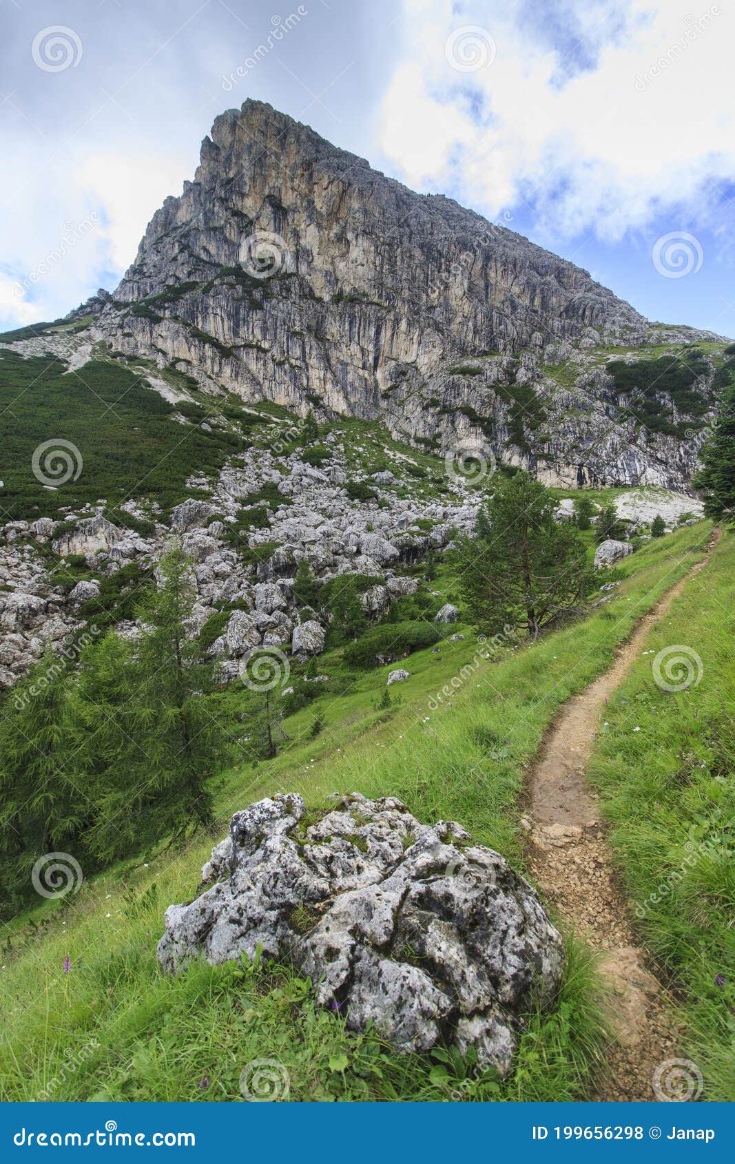 sass de stria next to passo di falzarego in dolomiti mountains