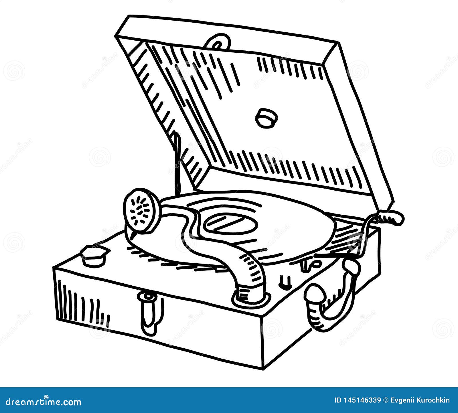 Phonograph. Line Drawing Vector Stock Illustration - Illustration of ...
