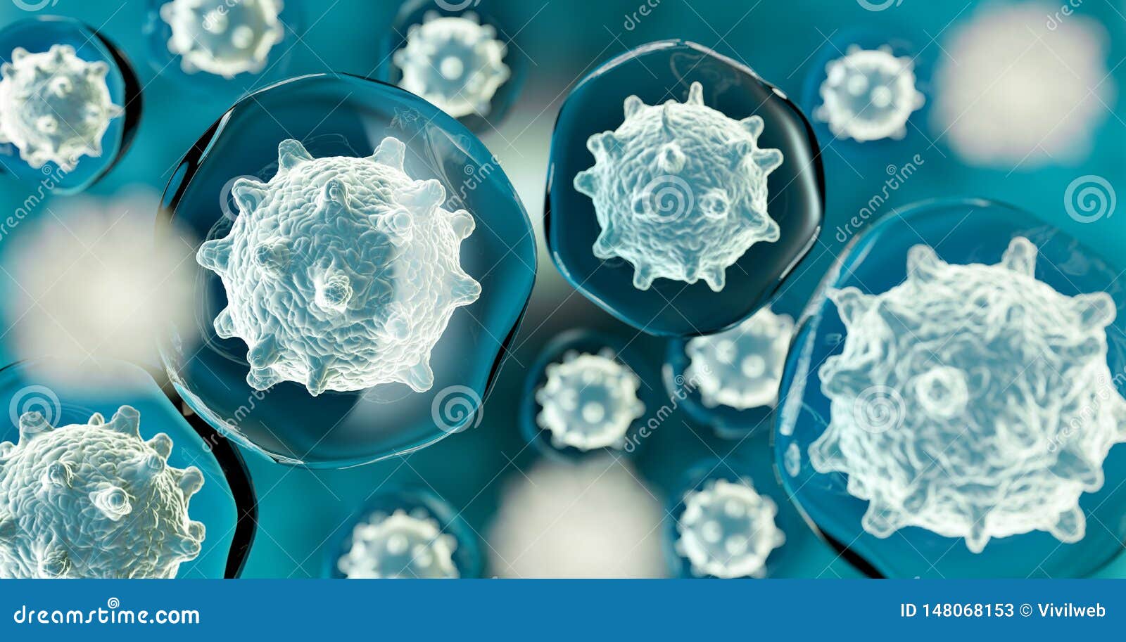 pathogen micro organisms in blue background