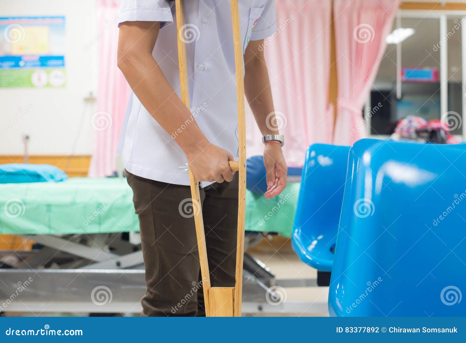 Patian on crutches stock photo. Image of gout, male, jeans 83377892