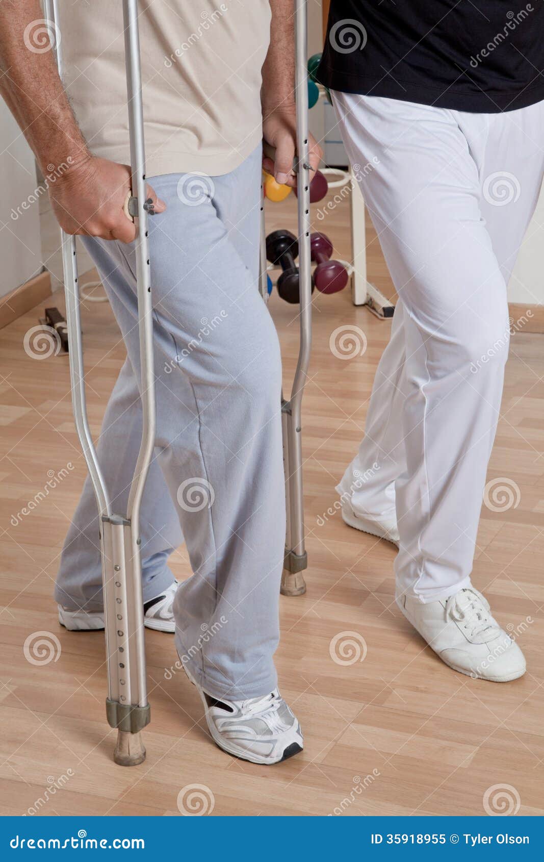 Patient on Crutches and Physician Stock Image Image of medical