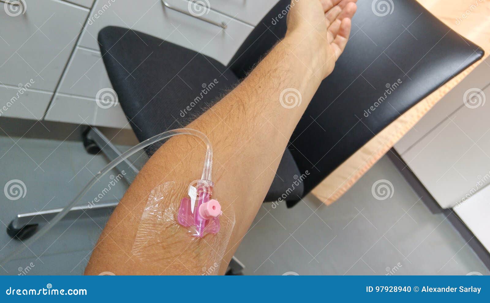 Patient Gets Infusion in His Arm Stock Photo Image of medicine, liquid 97928940