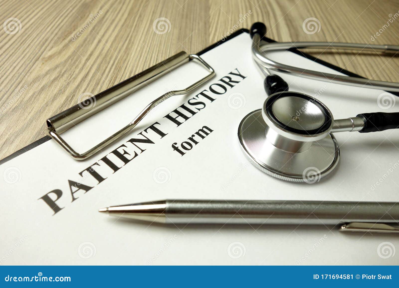 Patient History Form with Pen and Stethoscope Stock Image Image of