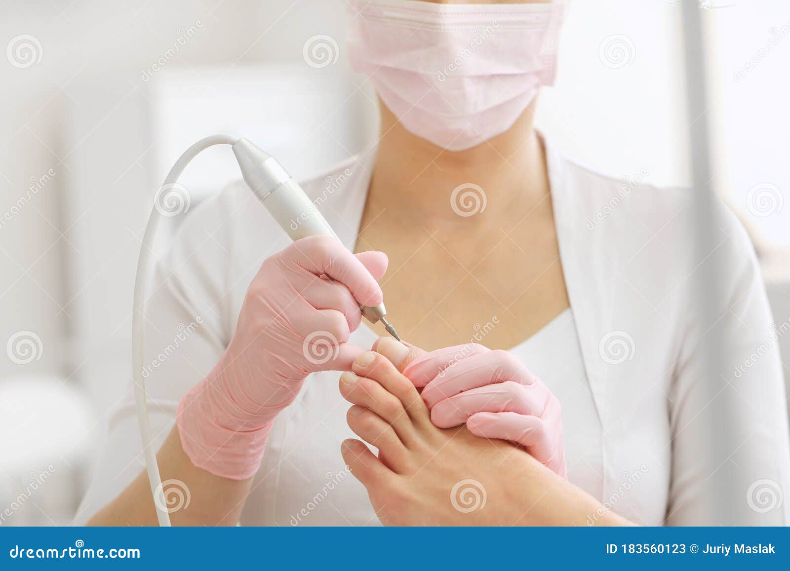 Patient on Medical Pedicure Procedure, Visiting Podiatrist.Professional