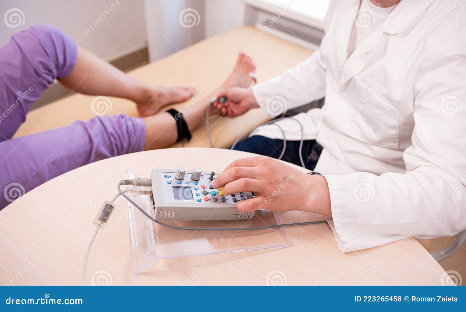 Patient Nerves Testing Using Electromyography at Medical Center Stock