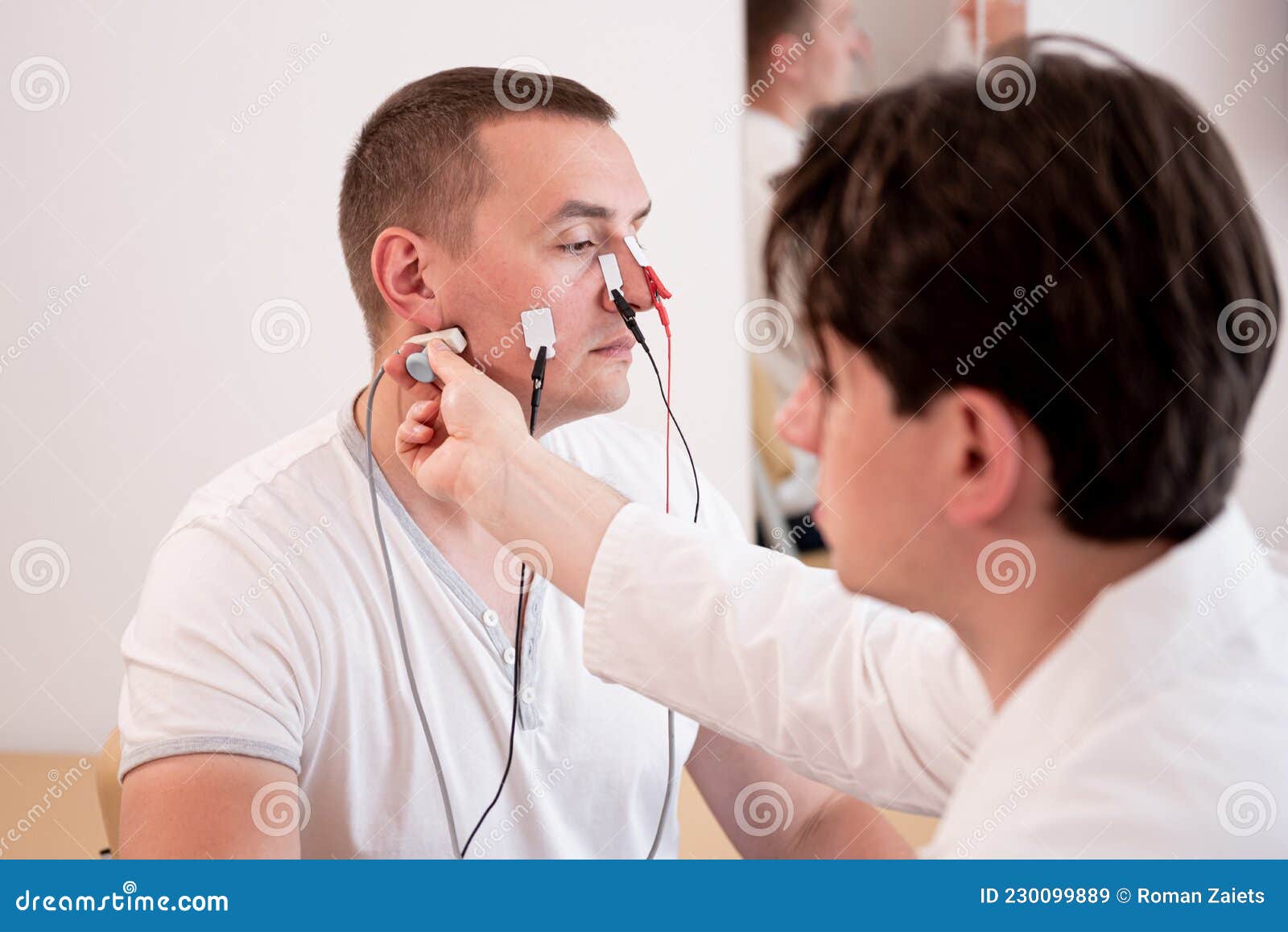 Patient Nerves Testing Using Electromyography at Medical Center Stock