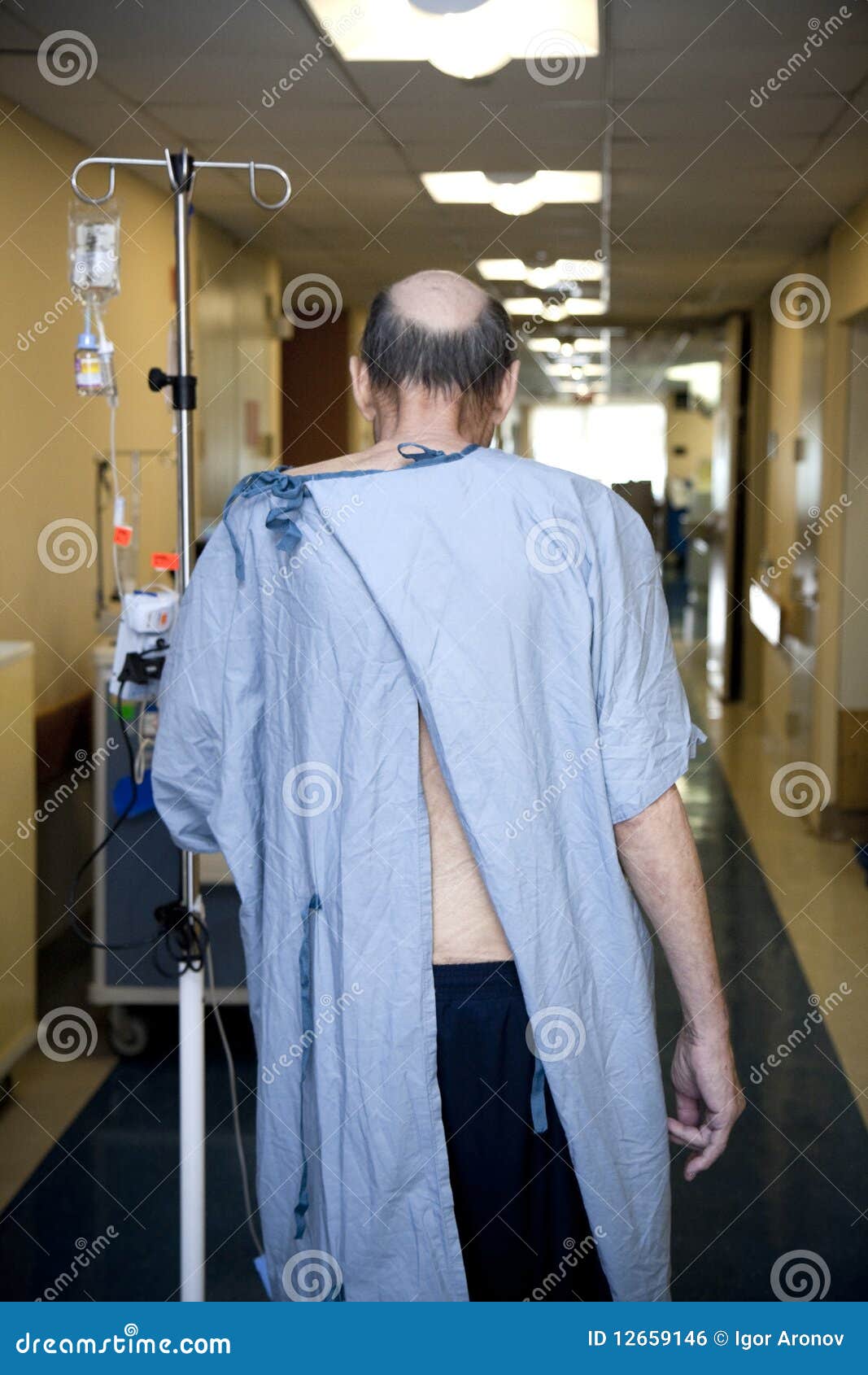 Patient Walking Down The Hospital Floor Royalty Free Stock Image