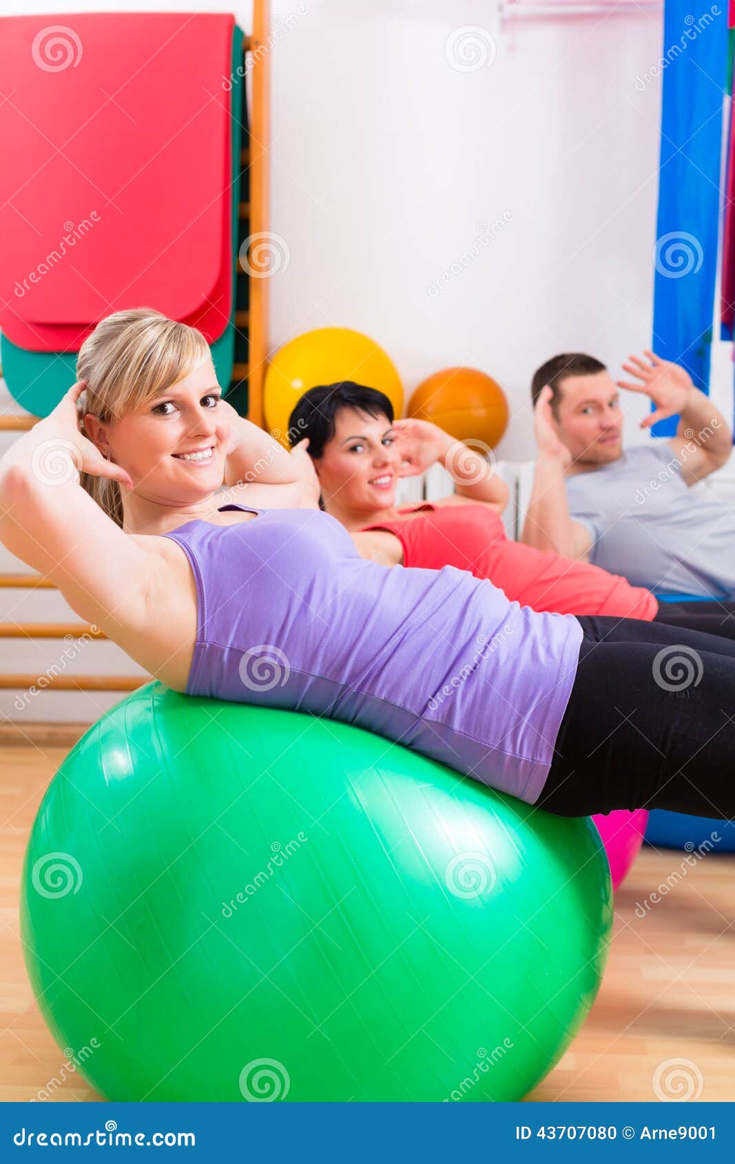 Patients at Physiotherapy on Training Balls Stock Photo Image of