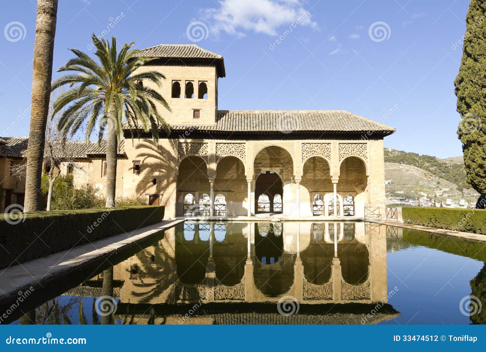 Patio D'Alhambra Avec La Piscine, Grenade, Espagne Photo stock Image