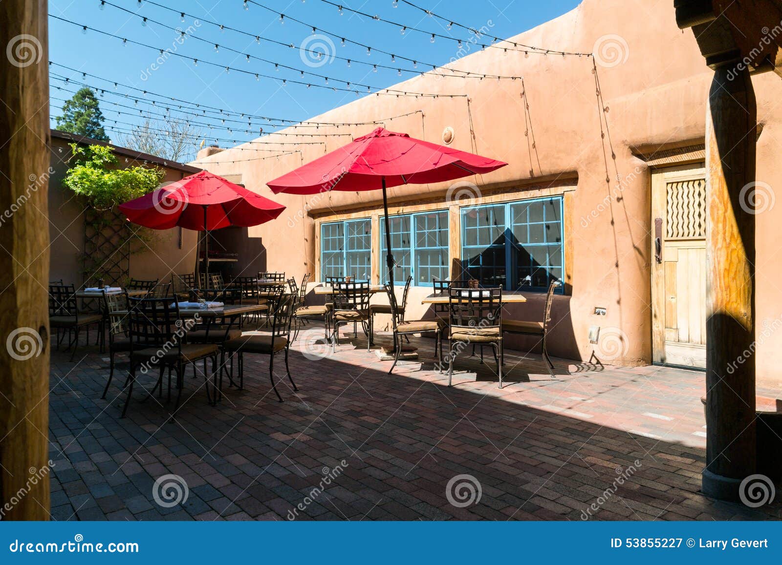 Patio dining stock image. Image of bricks, gardens, brick - 53855227