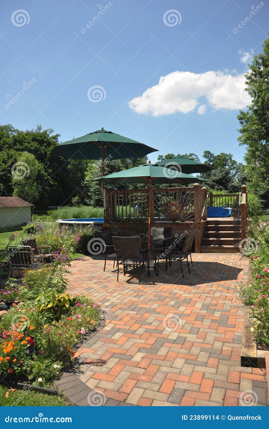 Patio and Garden stock photo. Image of deck, home, brick 23899114