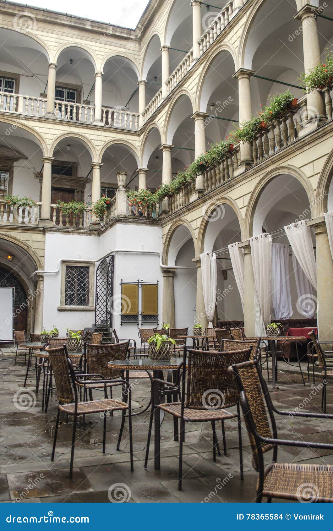 Patio in the Italian style stock photo. Image of arch 78365584