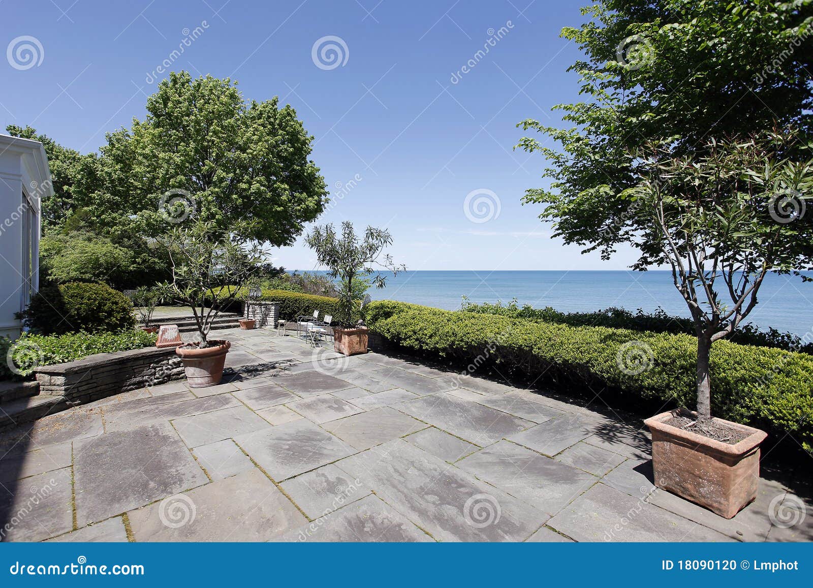 Patio with lake view stock photo. Image of family, relax 18090120