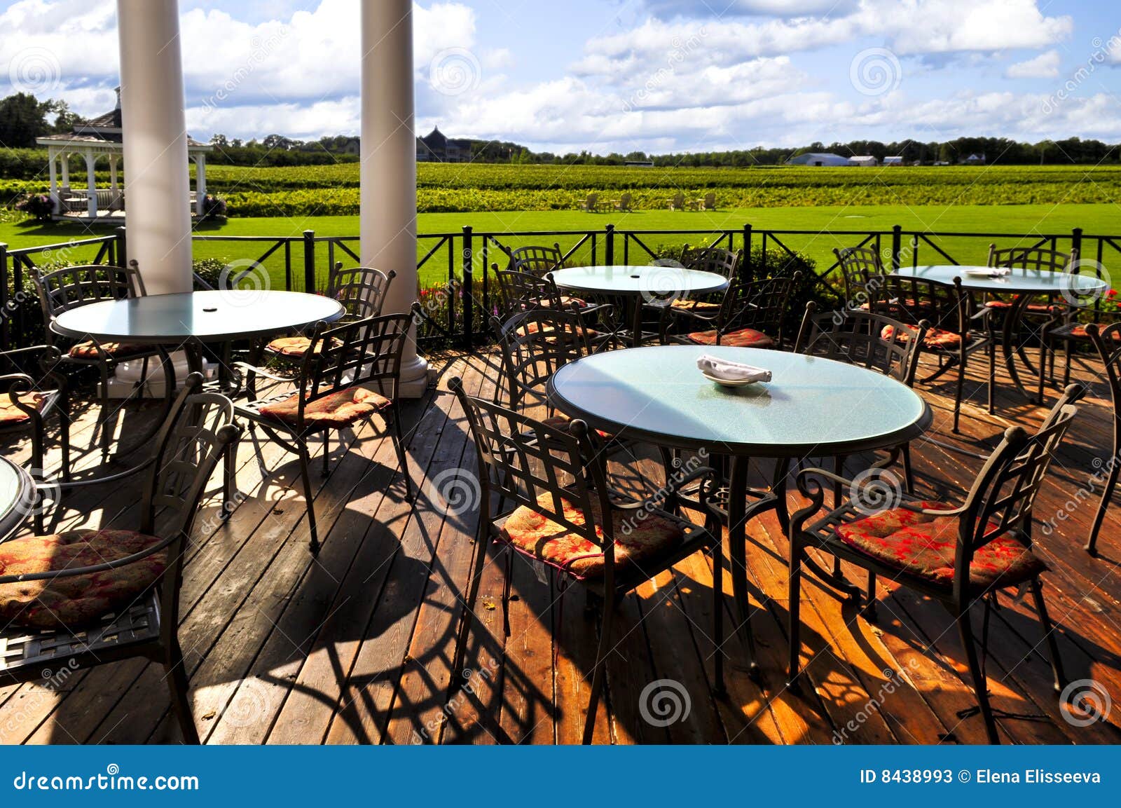 Patio overlooking vineyard stock image. Image of oenology 8438993