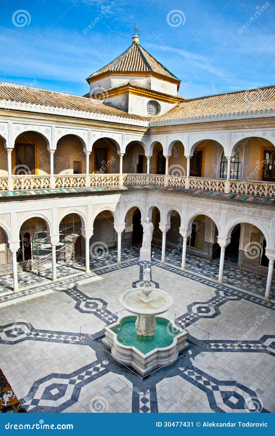 patio principal of la casa de pilatos, seville in spain.