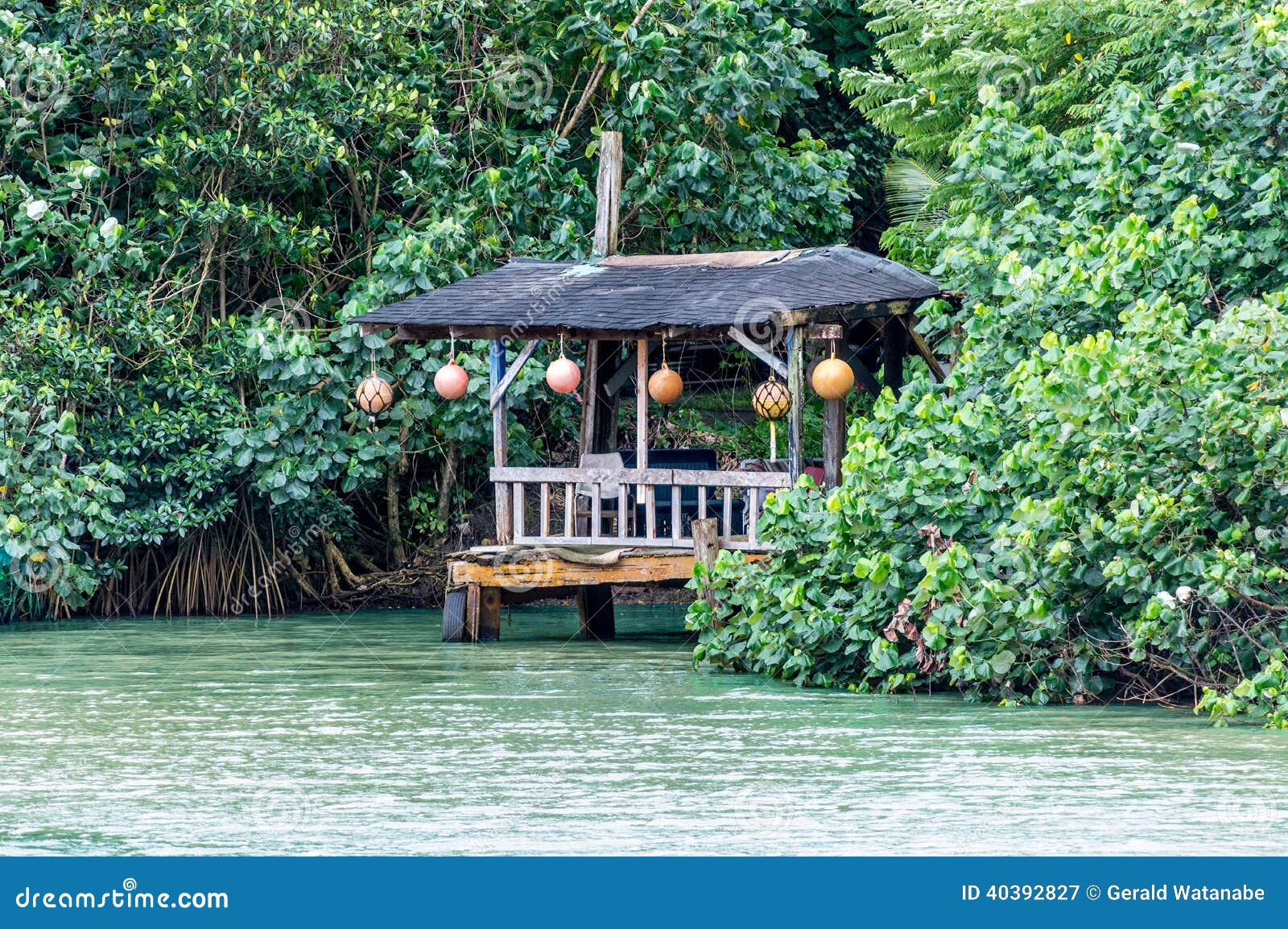 Patio on the River stock image. Image of green, park 40392827