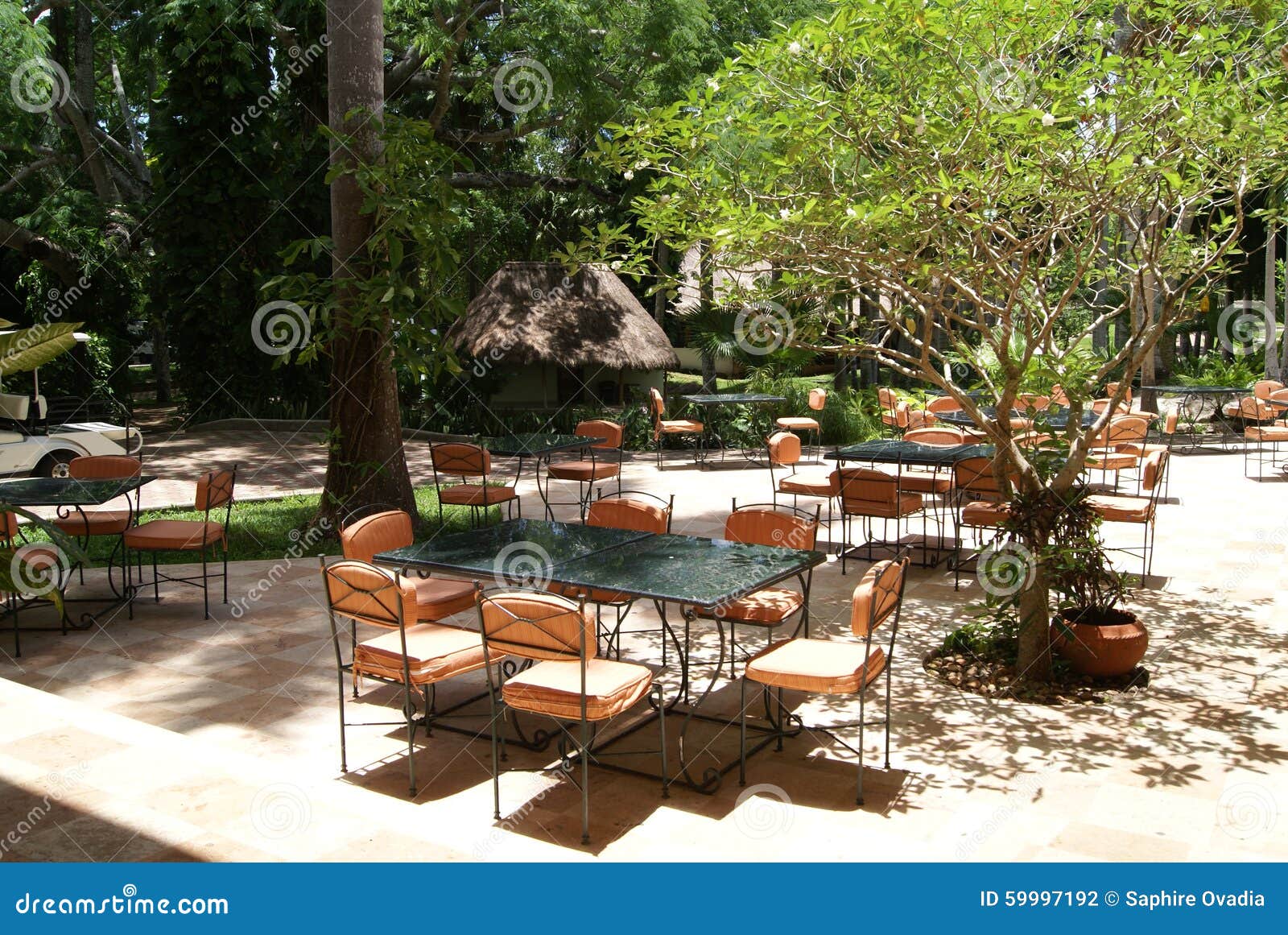 Patio With Tables And Chairs Stock Photo Image Of Furniture