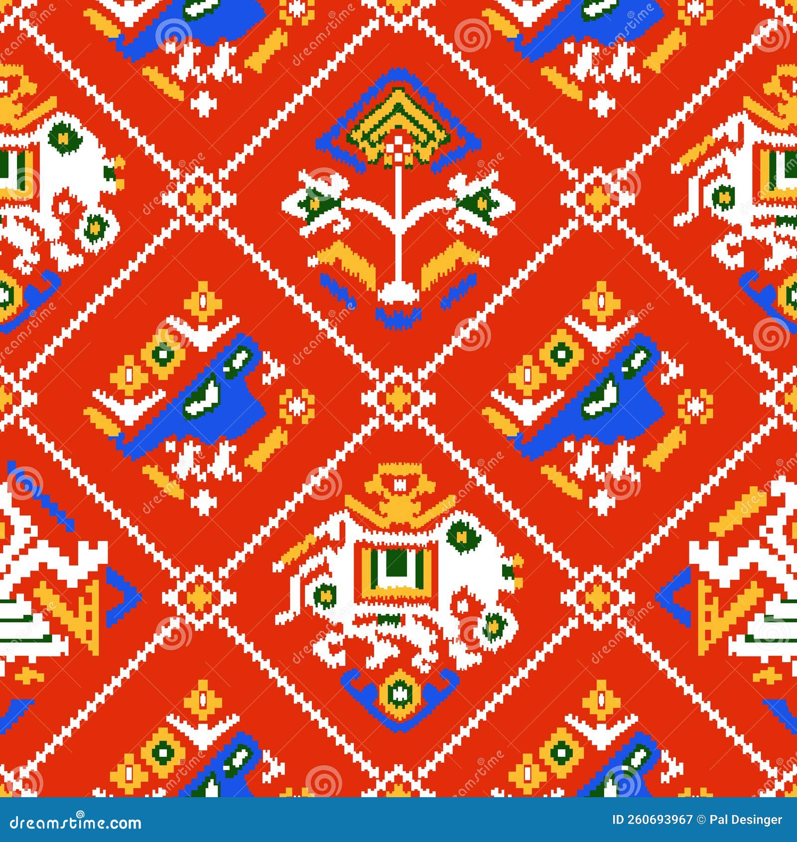 patola pattern red blue pattern art