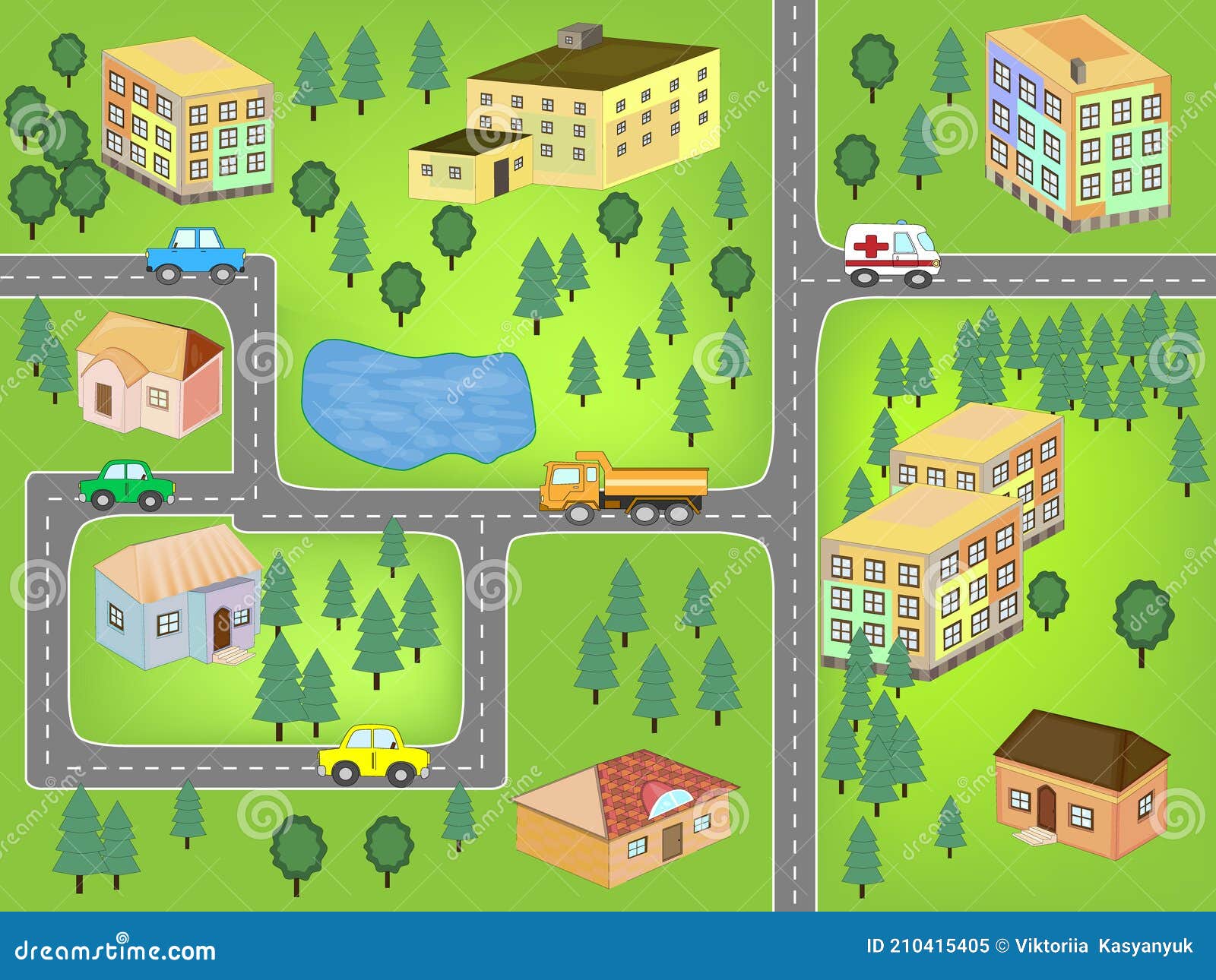 Patrón De Dibujos Animados Sin Costuras. Carreteras Coches Y Casas . Mapa  De La Ciudad Para Niños. Ilustración del Vector - Ilustración de barco,  edificio: 210415405