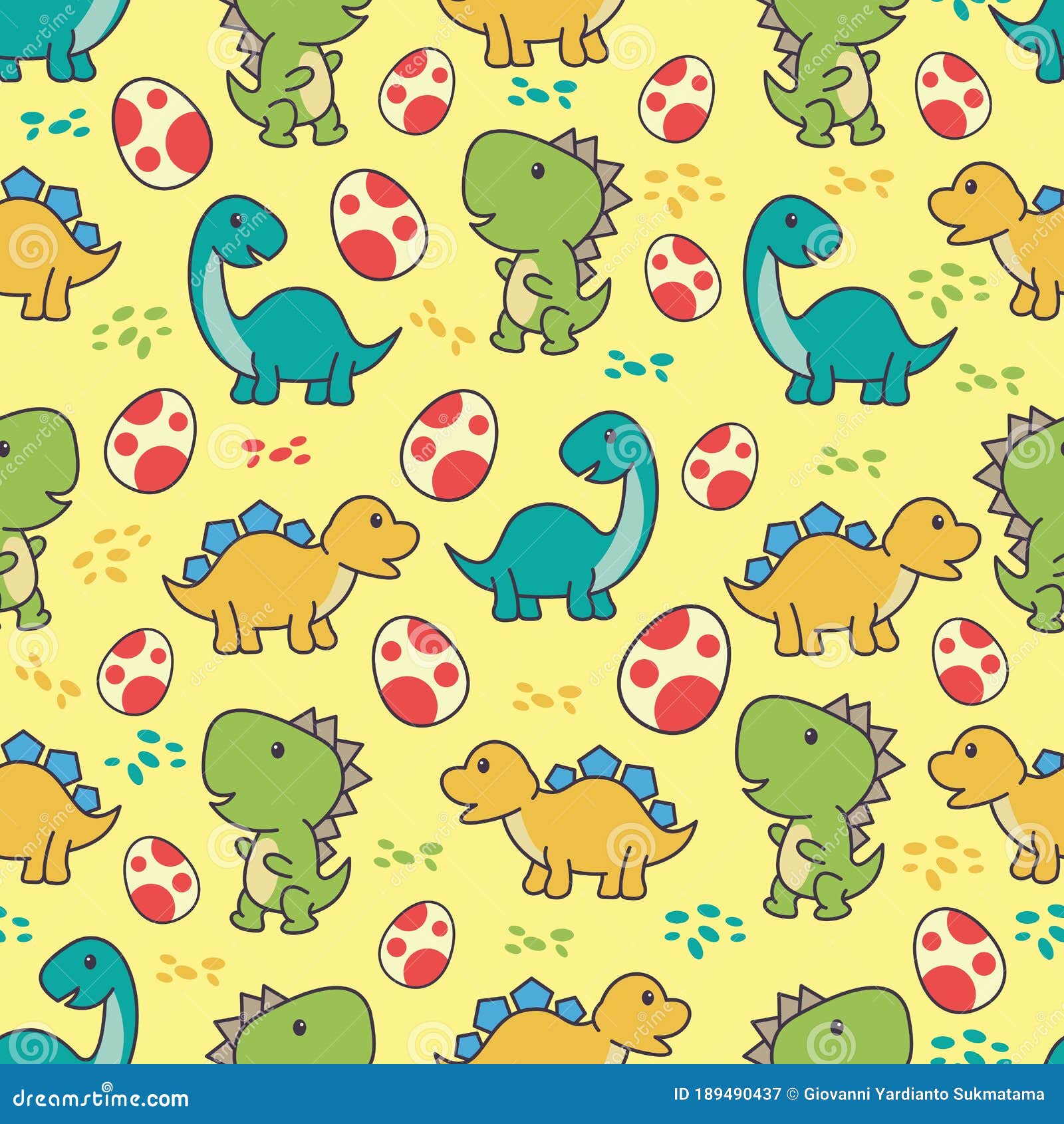 Patrón Impecable Con Un Lindo Patrón De Dinosaurios Ilustración del Vector  - Ilustración de vivero, color: 189490437