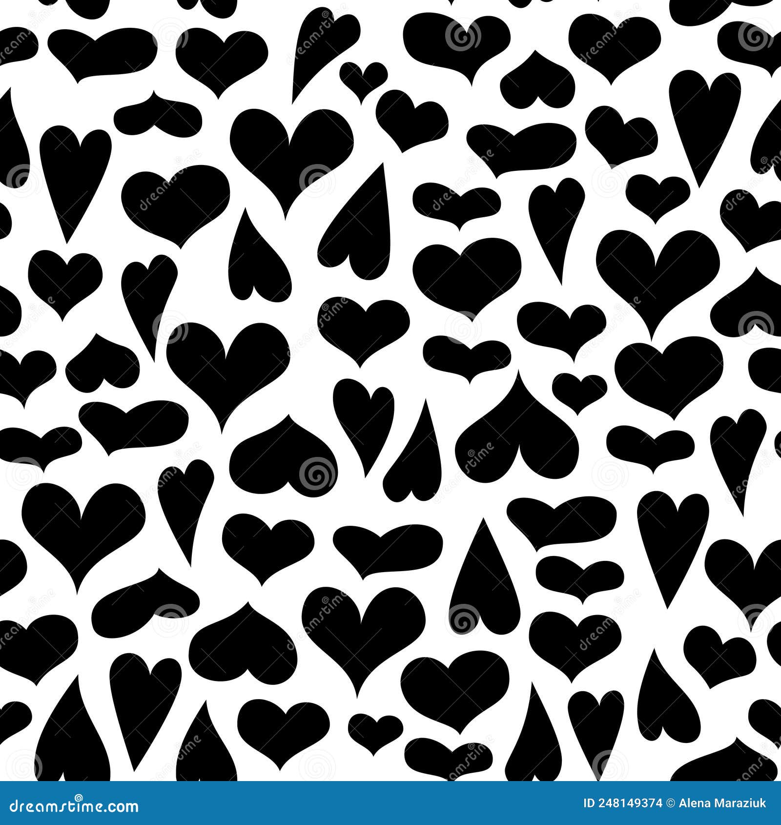 Patrón Impecable De Corazones Bonitos De Color Negro Sobre Un Fondo Blanco.  Fondo De Pantalla Para Papel De Envoltura De Decoració Stock de ilustración  - Ilustración de vendimia, icono: 248149374