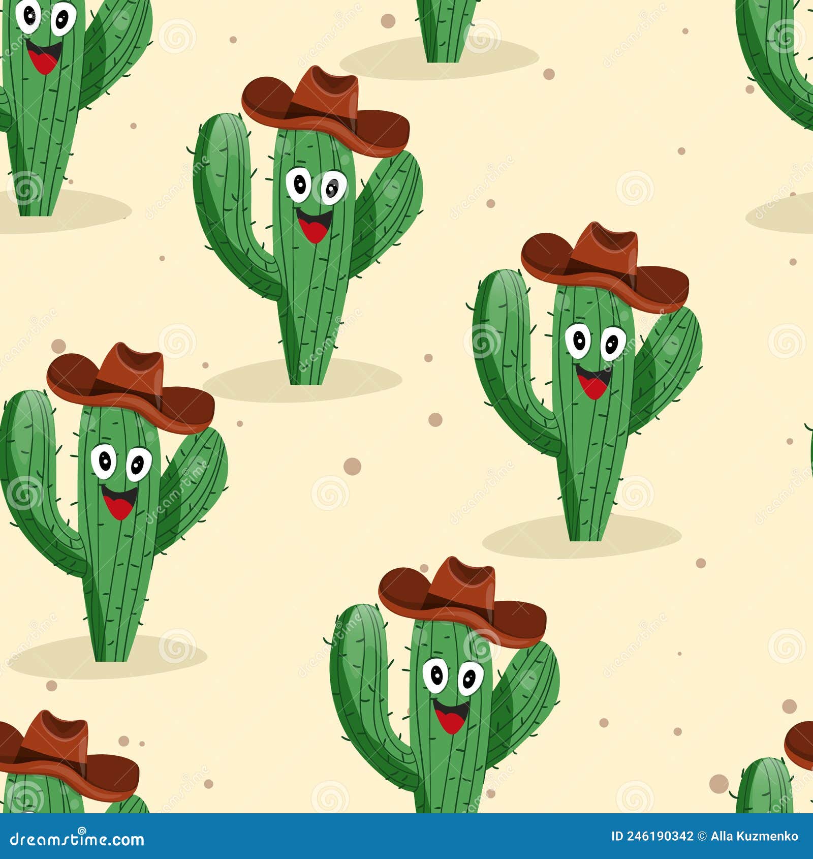 Patrón Ininterrumpido Con Cactus Con En Fondo Color. Ilustración De Dibujo Vectorial Para Juego De Icono Ilustración del Vector - Ilustración de gigante, arte: 246190342