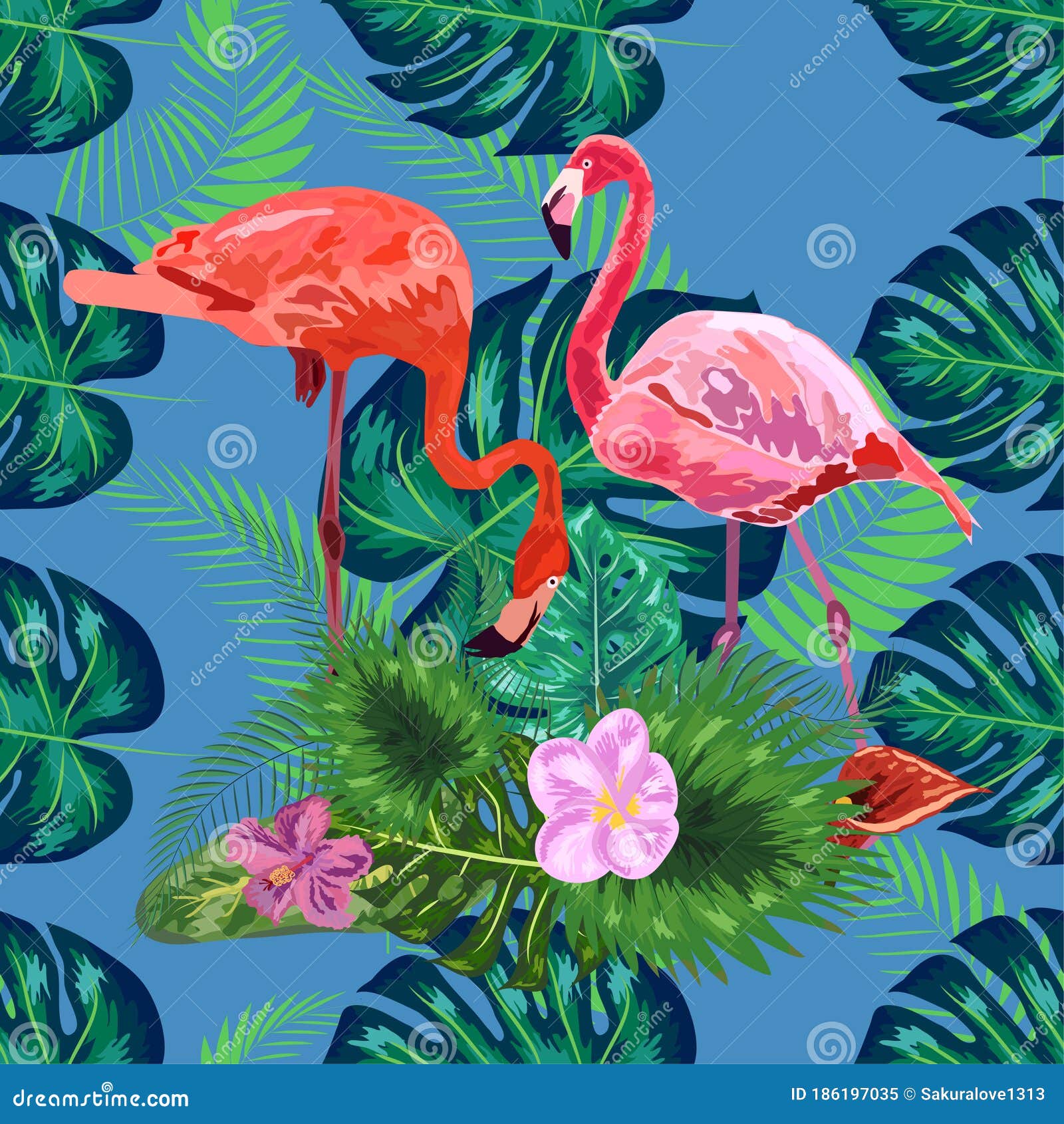 Patrón Ininterrumpido De Flamencos Rosados De Aves De Moda. Fondo De  Pantalla De Diseño Artístico Stock de ilustración - Ilustración de resorte,  colorido: 186197035