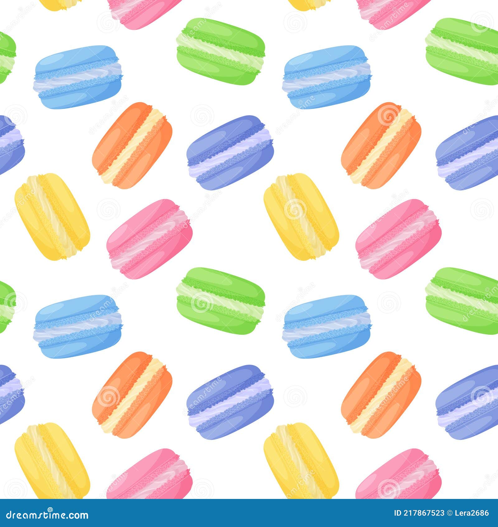 Patrón Sin Costuras Con Pasteles De Macarons De Colores Brillantes. Comida  Dulce. Brillantes Deliciosos Colores Planos Dibujos Ani Ilustración del  Vector - Ilustración de colorido, alimento: 217867523