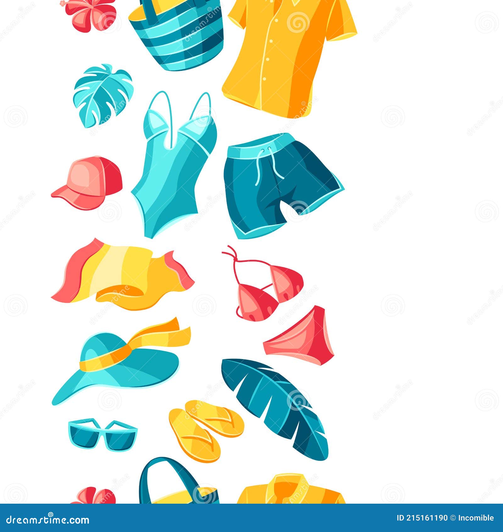 Sin Costuras Con Ropa De Playa Y De Baño. Ropa Y Accesorios De Verano. Ilustración del Vector - Ilustración de sombrero, bolso: 215161190