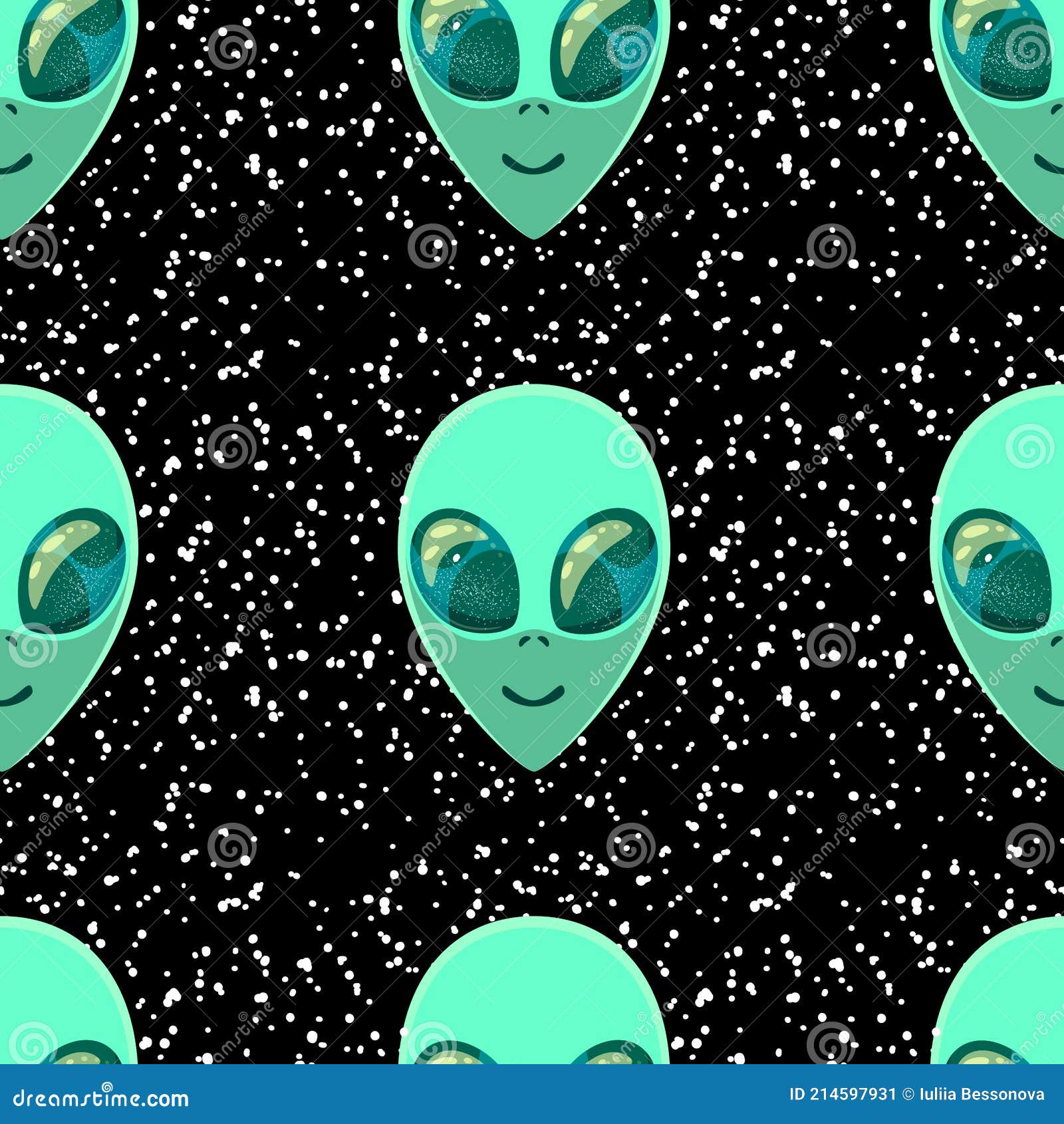 Patrón Sin Fisuras Con Alienígenas Cabezas Verdes Y Estrellas. Sonrientes  Visitantes Marcianos. Vector Ilustración Fondo De Pantal Ilustración del  Vector - Ilustración de cosmos, superficie: 214597931