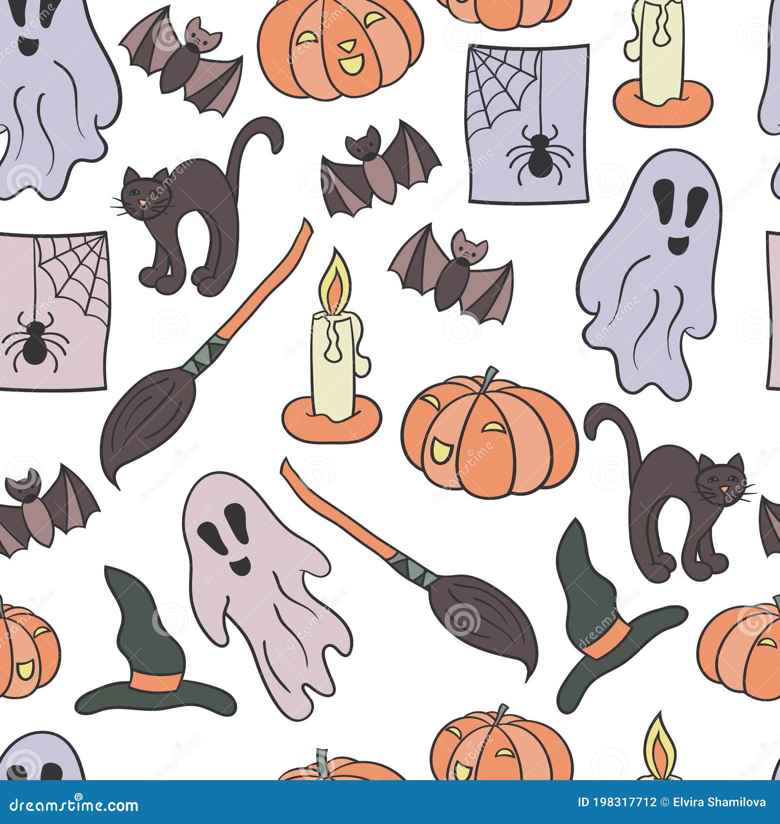 Patrón Transparente Con Conjunto De Halloween Ilustración del Vector -  Ilustración de fondo, monstruo: 198317712