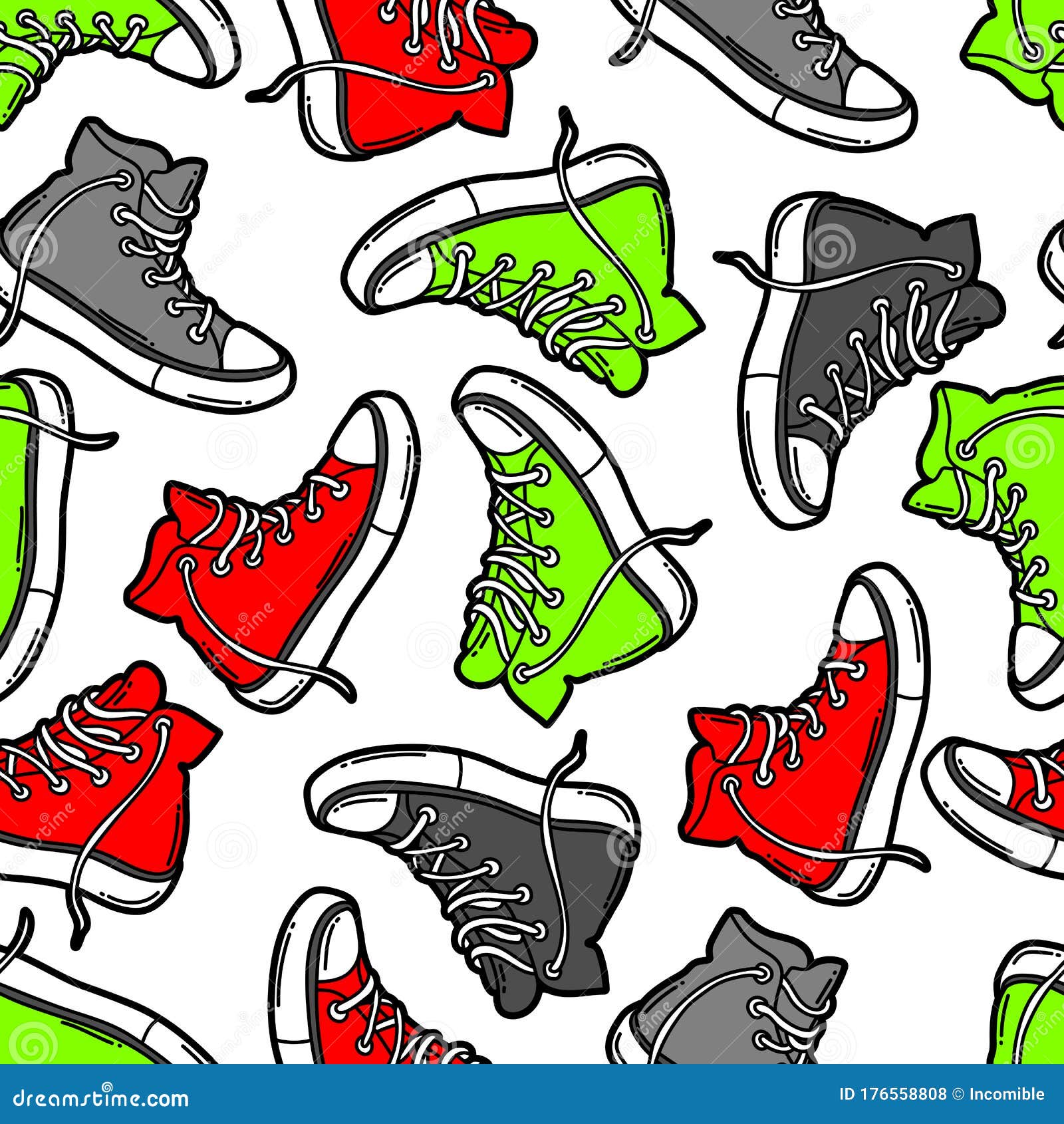 Patrón Transparente Con Zapatillas De Dibujos Animados. Ilustración del  Vector - Ilustración de creativo, calzado: 176558808