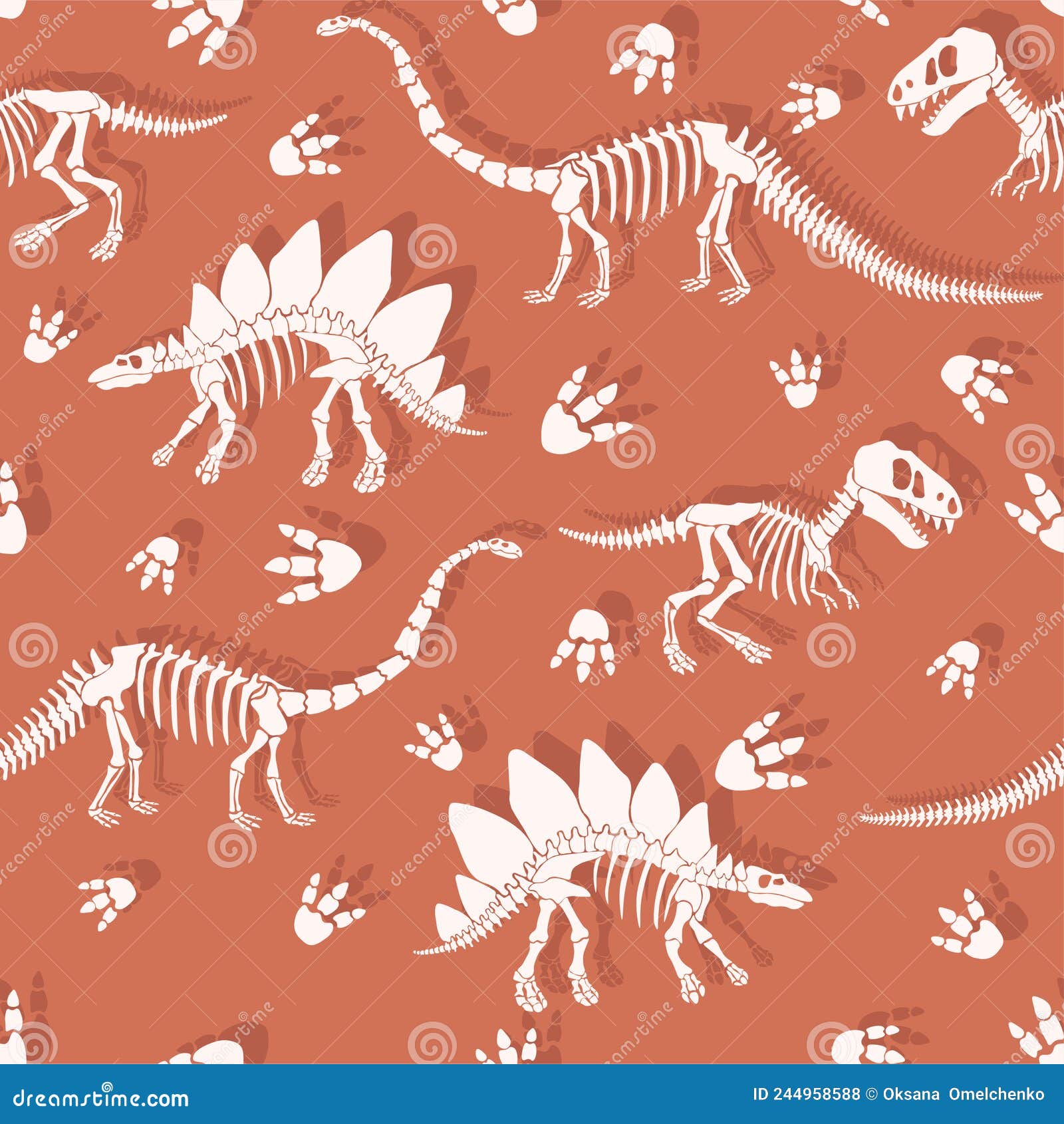 Patrón Vectorial Transparente Con Esqueleto De Dinosaurio. Ilustración del  Vector - Ilustración de vector, dinosaurio: 244958588