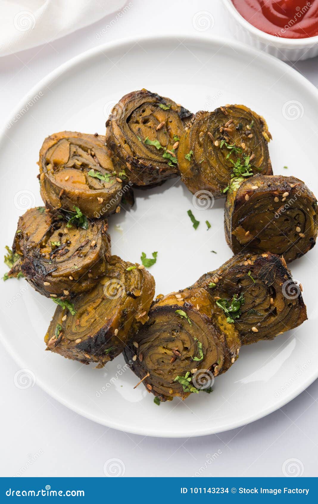 indian food patra or paatra or alu vadi