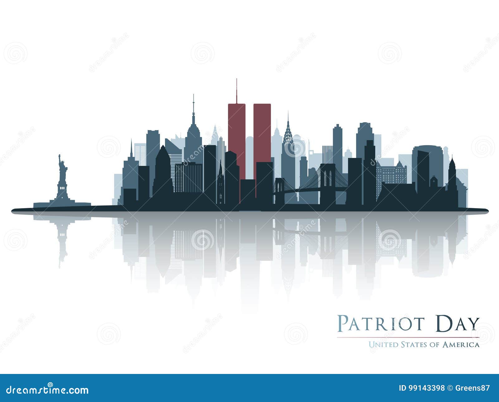 patriot day. new york skyline.