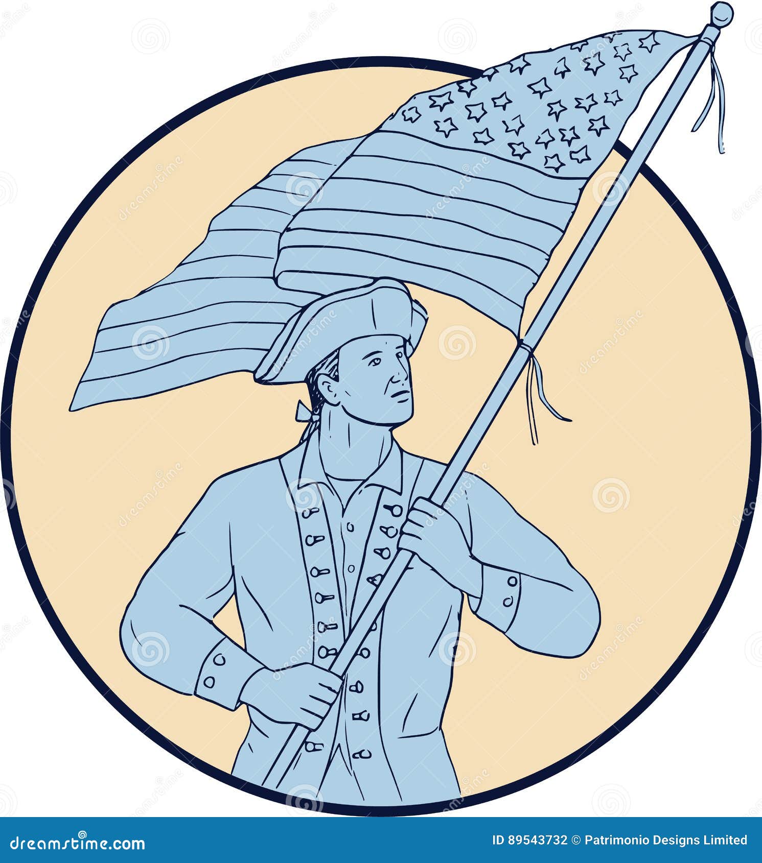 Patriota Americano Que Agita El Dibujo Del Círculo De La Bandera De Los  .U. Stock de ilustración - Ilustración de unido, frente: 89543732