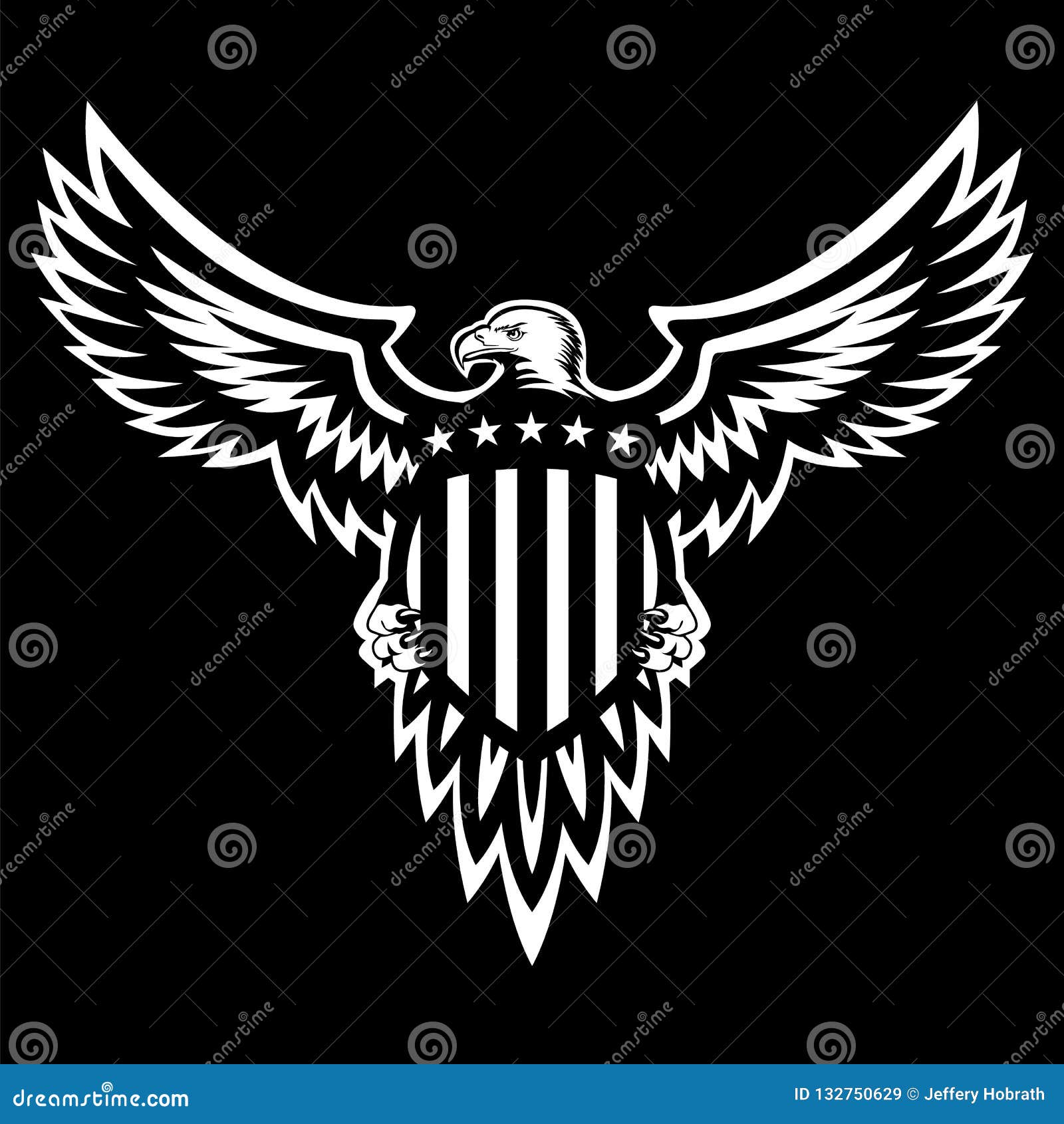 patriotic american eagle  , wings spread, holding shield