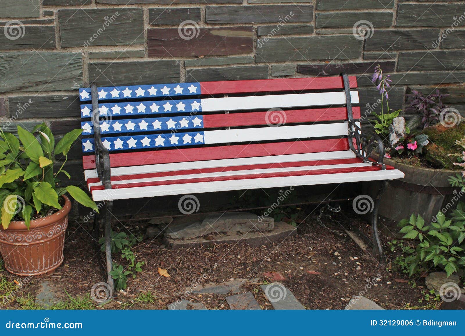 Patriotic Bench Royalty Free Stock Image - Image: 32129006