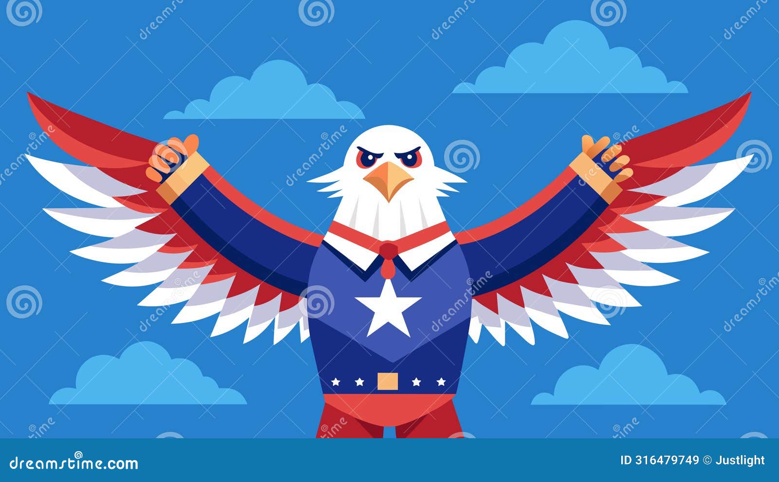 a patriotic eagle puppet soaring overhead as a  of american pride..  .