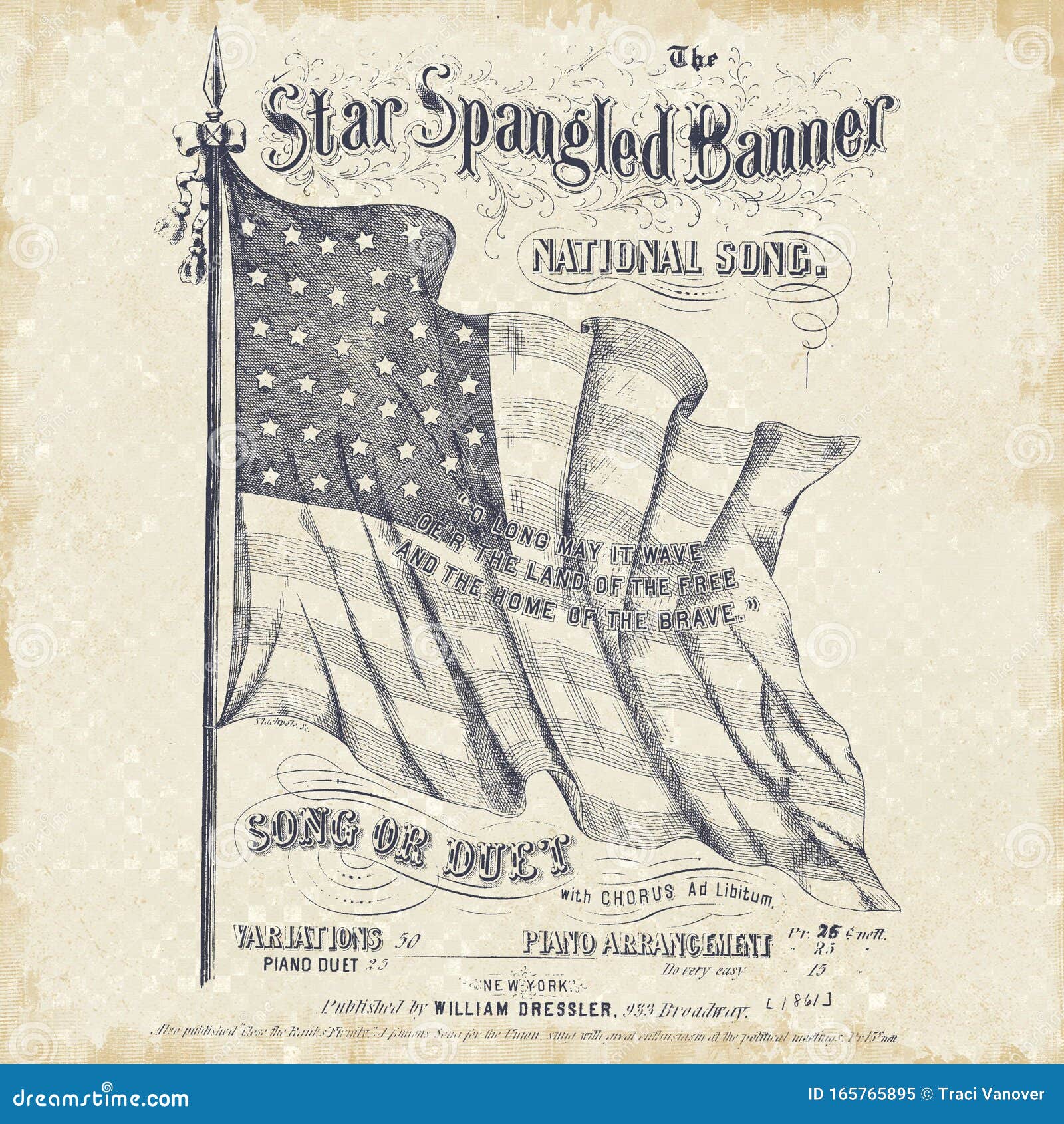 Star Spangled Banner Patriotic American Flag Border Paper