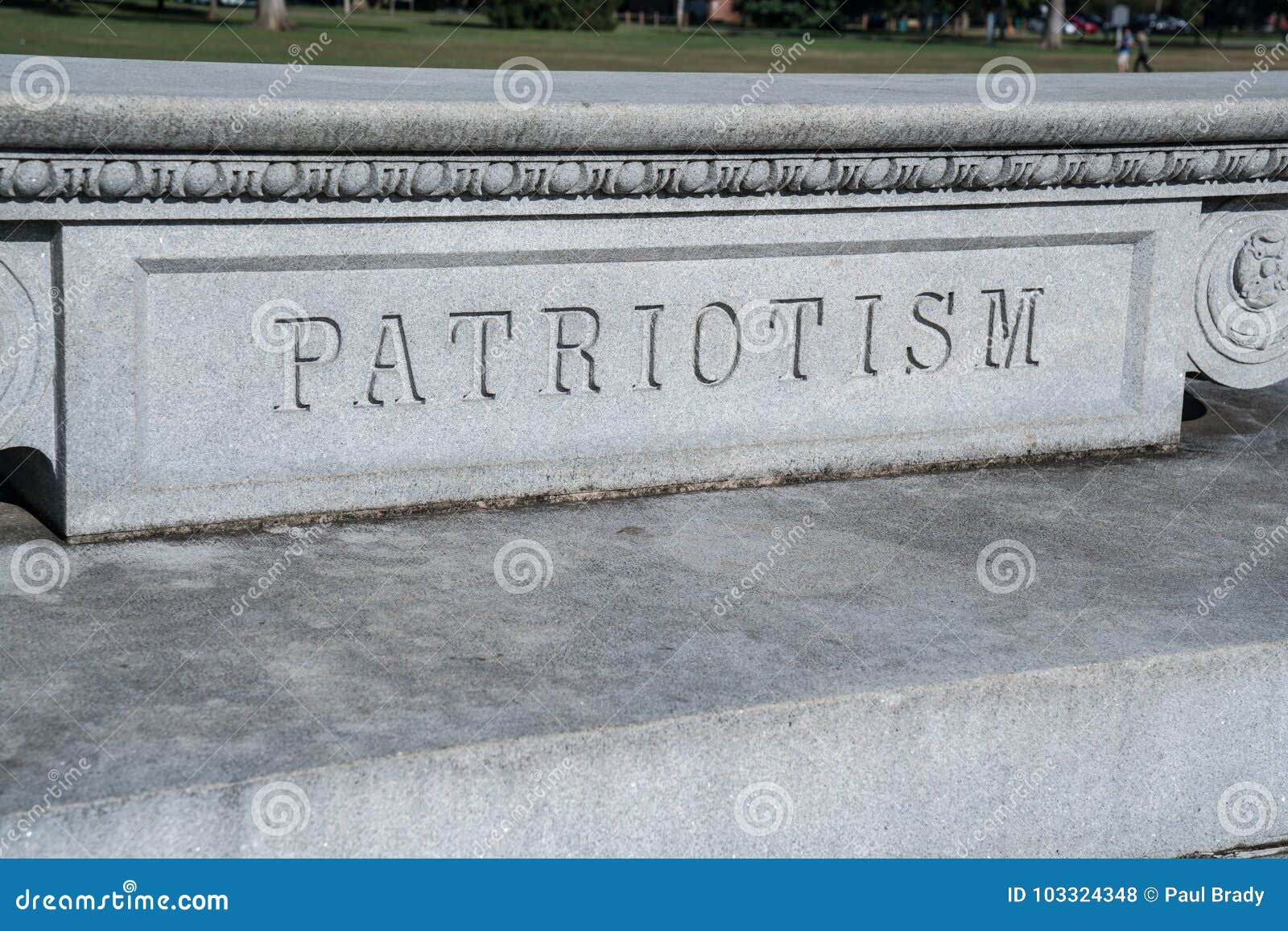 patriotism sign carved in stone