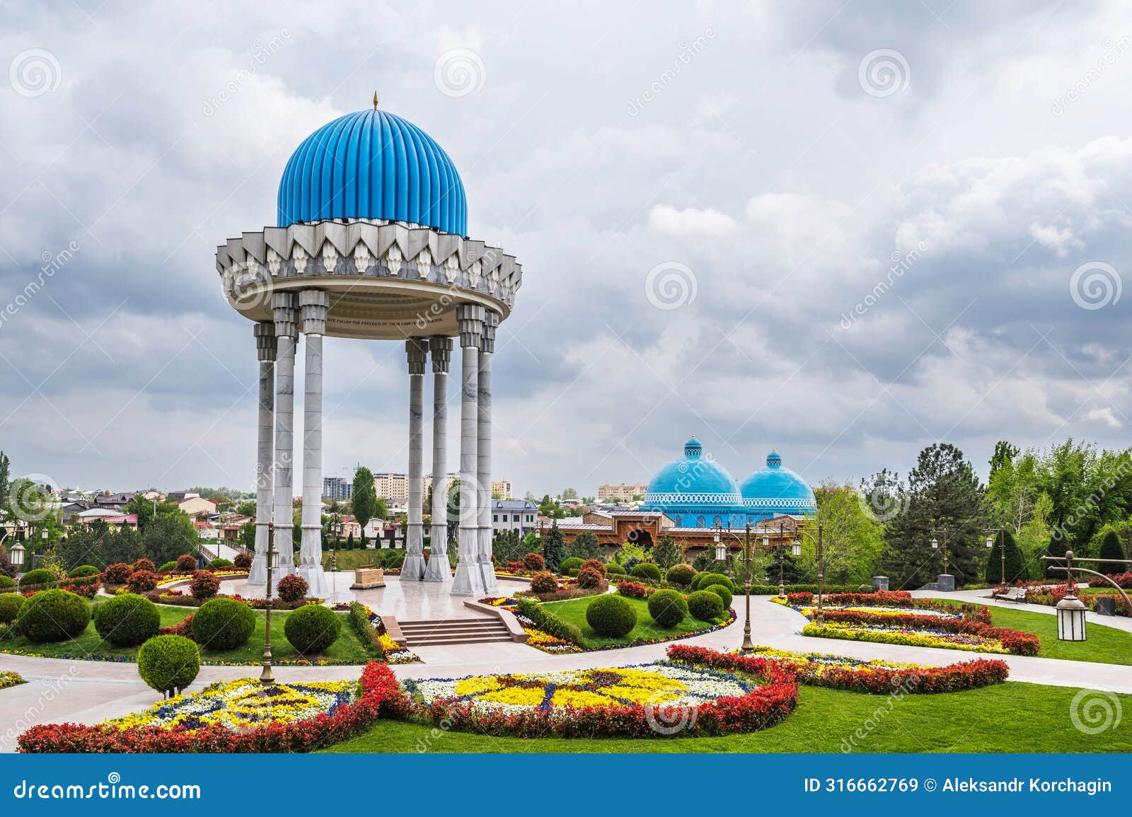 patriots memorial and museum of victims of political repression in park in spring in tashkent in uzbekistan