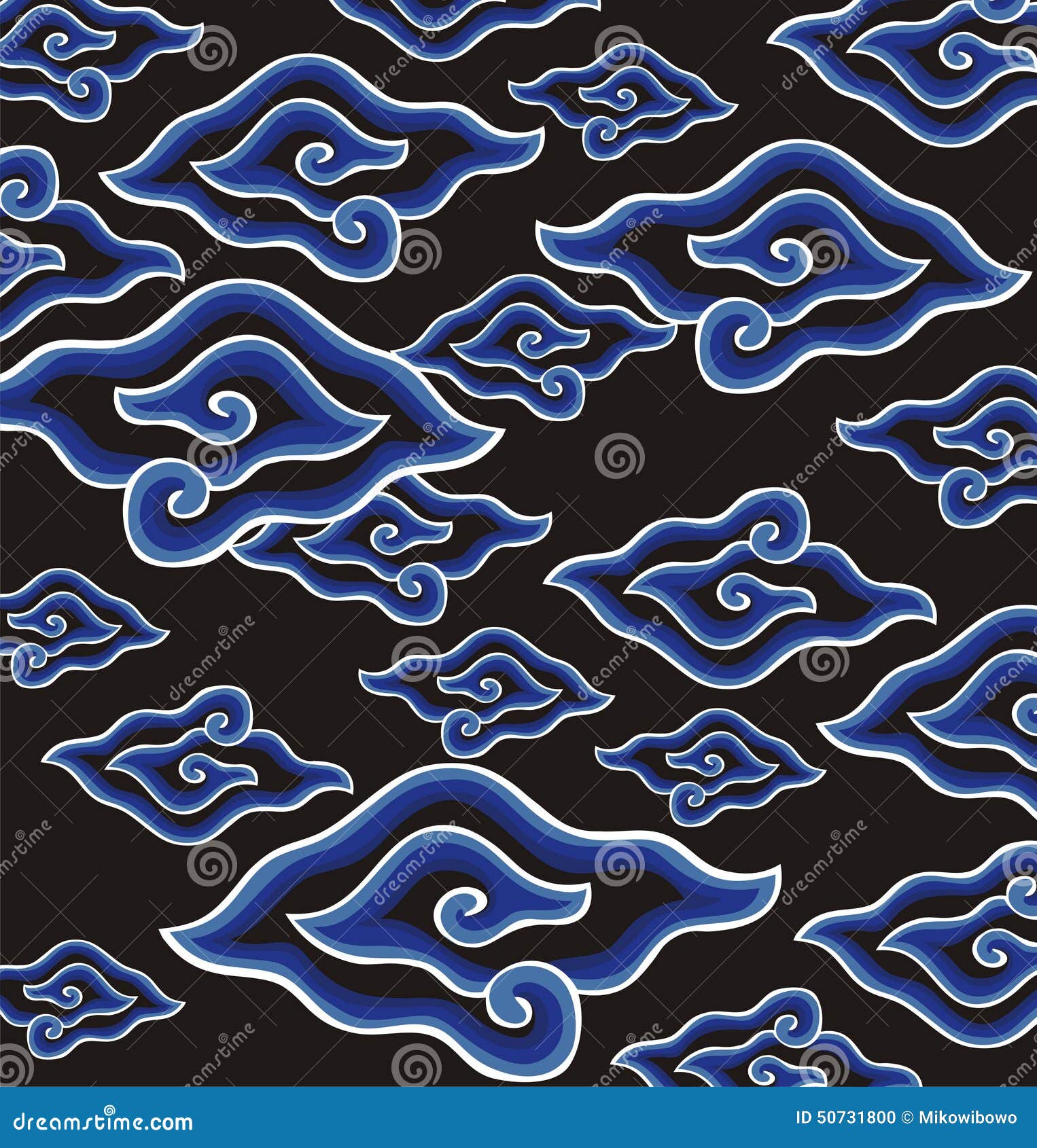 Pattern Batik  Mega  Mendung  Background Stock Vector 