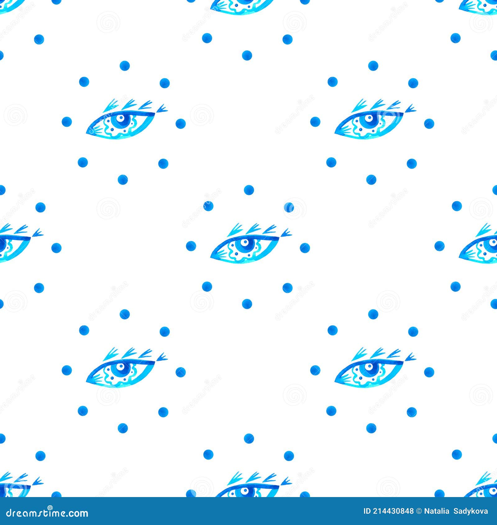 pattern with blue eyes in circle of dots