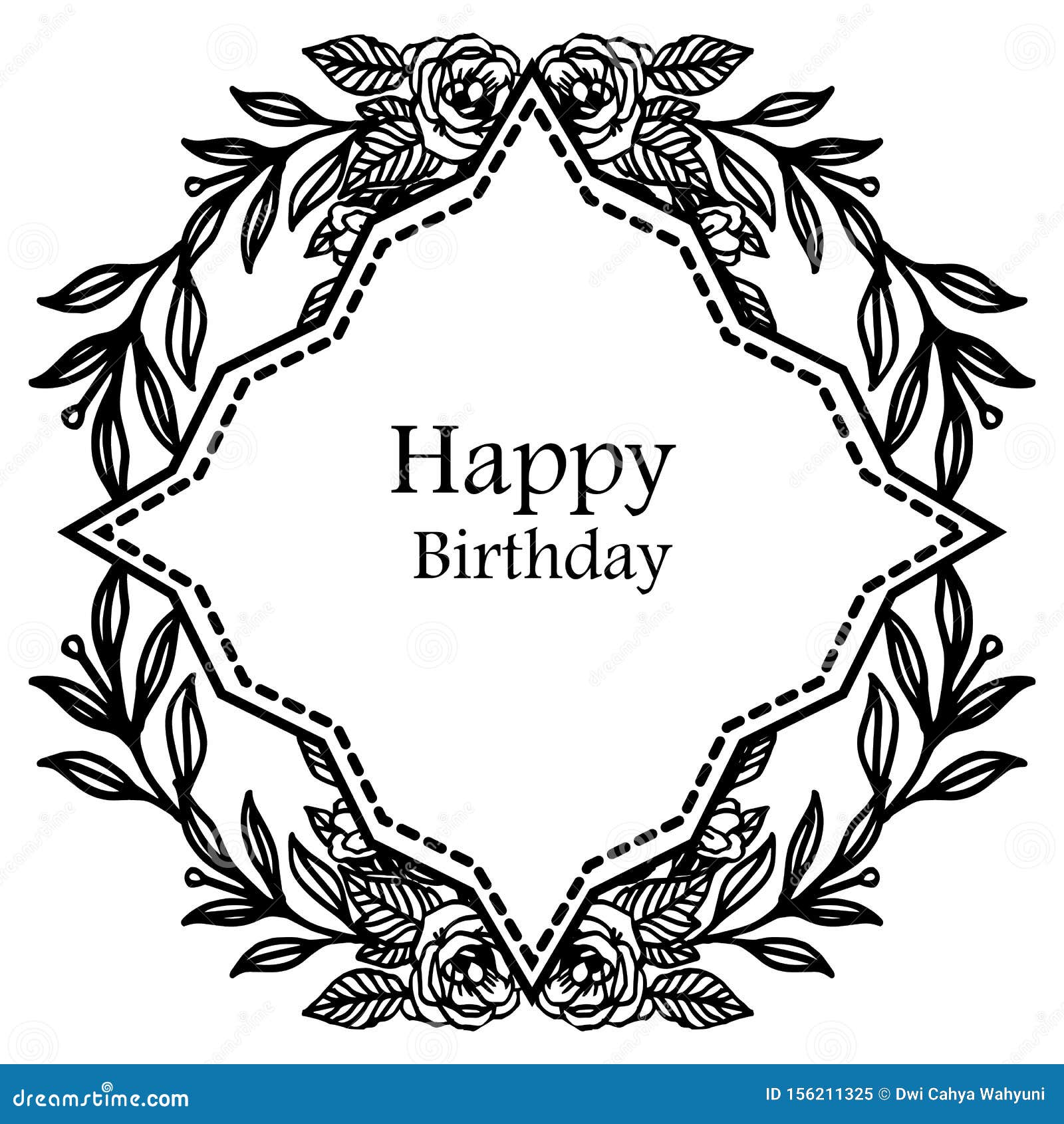 Pattern Card Happy Birthday, Design Elegant Wreath Frame, Color Vintage ...