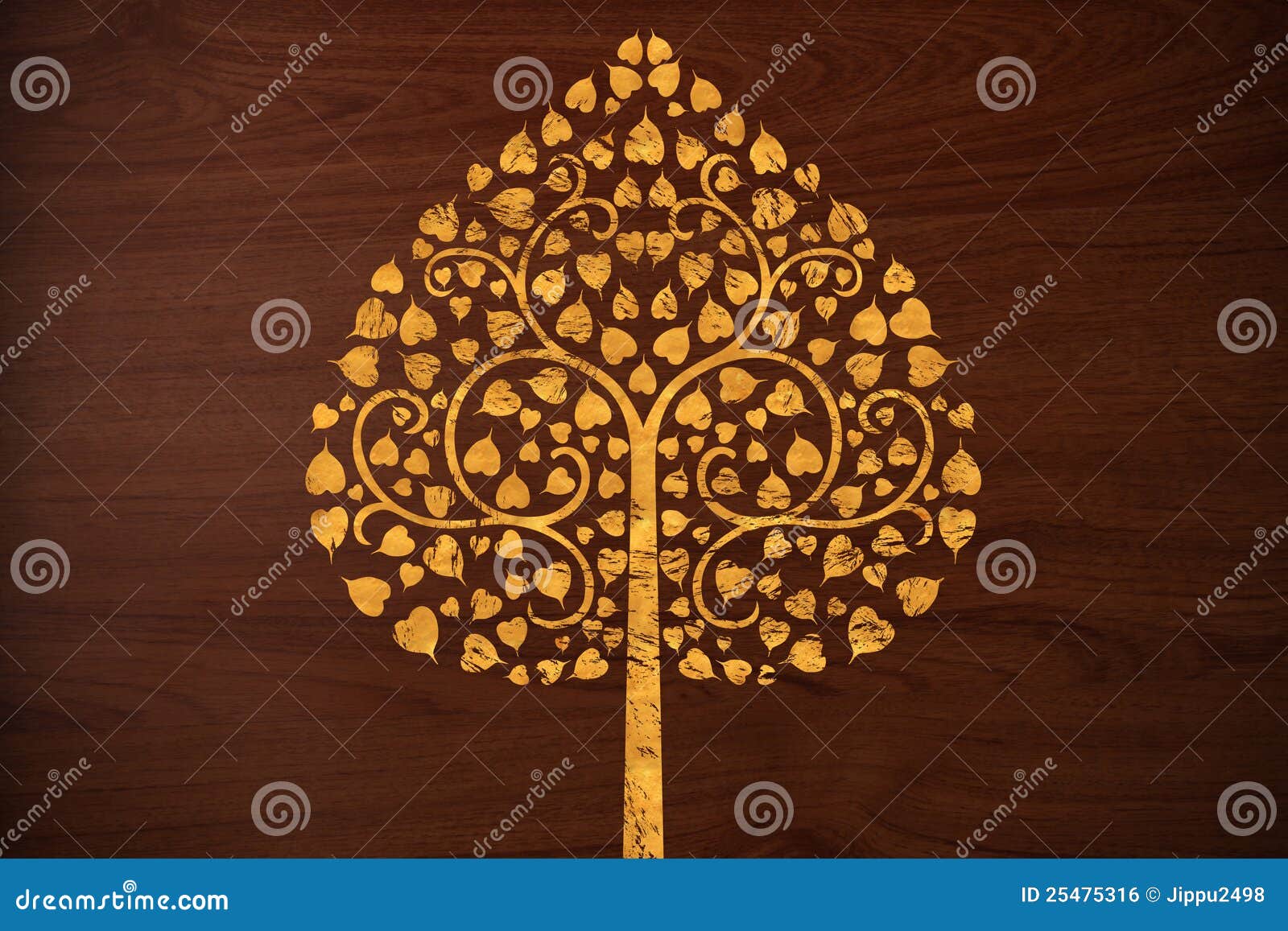 pattern carve gold tree on wood texture