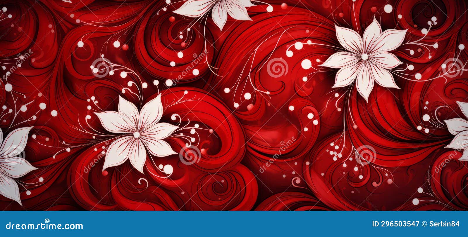 Pattern of Christmas Flowers in Red and White Colors Illustration ...