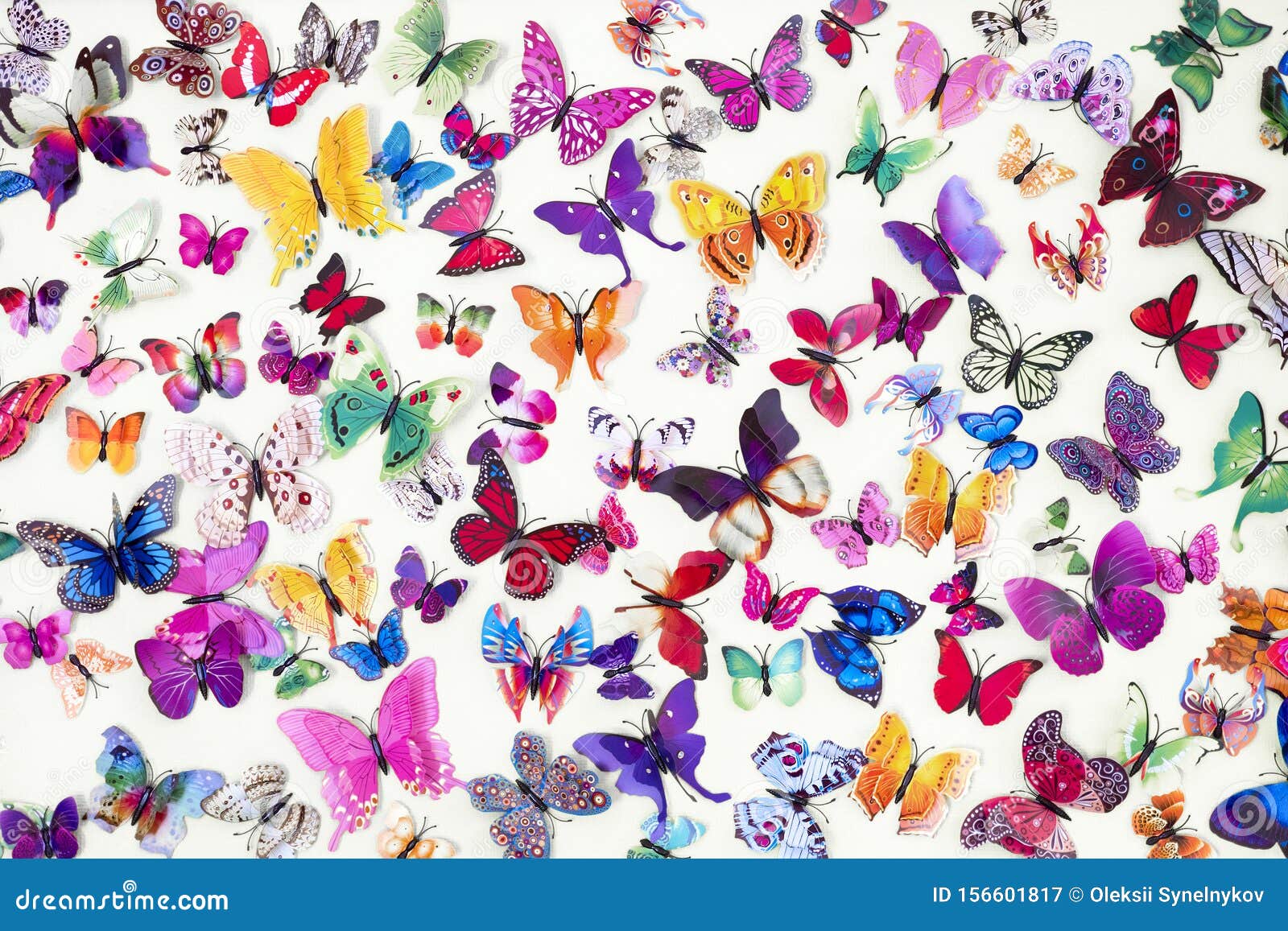 Pattern of Colored Butterflies Isolated on White Background. Decorative  Butterflies Background. Pattern for Wallpaper Stock Image - Image of  pattern, lessons: 156601817